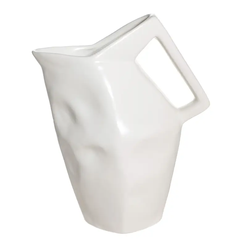 Jug, 1.6 l, porcelain P, milk, Crumpled effect, Crumple ,image-0