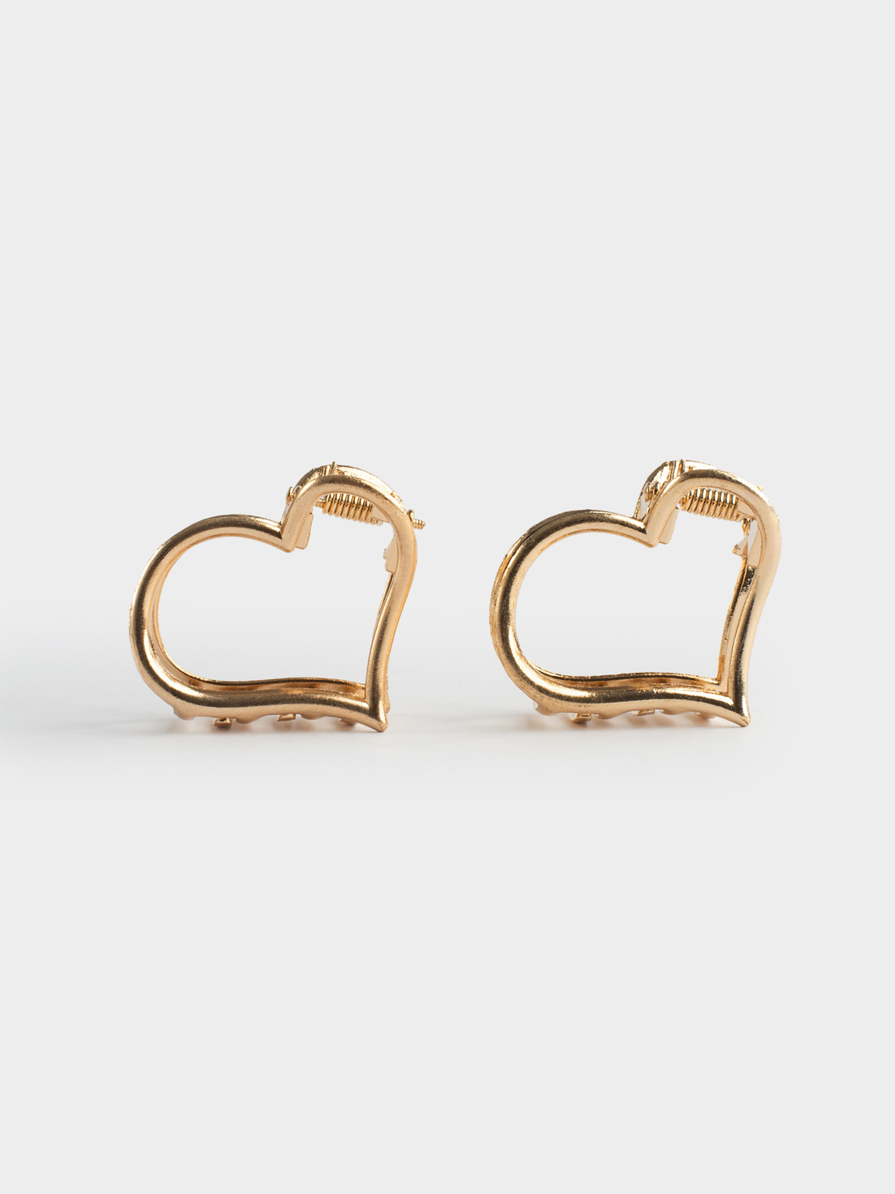 Hair clip, 2 cm, 2 pcs, metal, gold, Heart, Fantastic gold, image-3