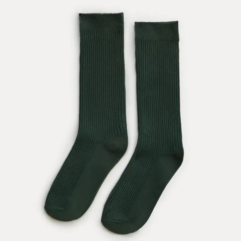 Women's socks, size 36-38, ribbed, bamboo / polyester, dark green, Heddy
