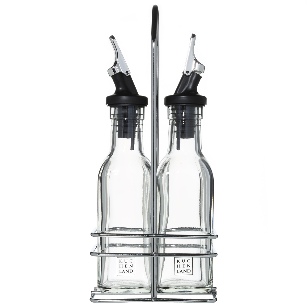 Oil and vinegar set, 150 ml, 2 pcs, on a stand, glass / metal, Comfort, image-0
