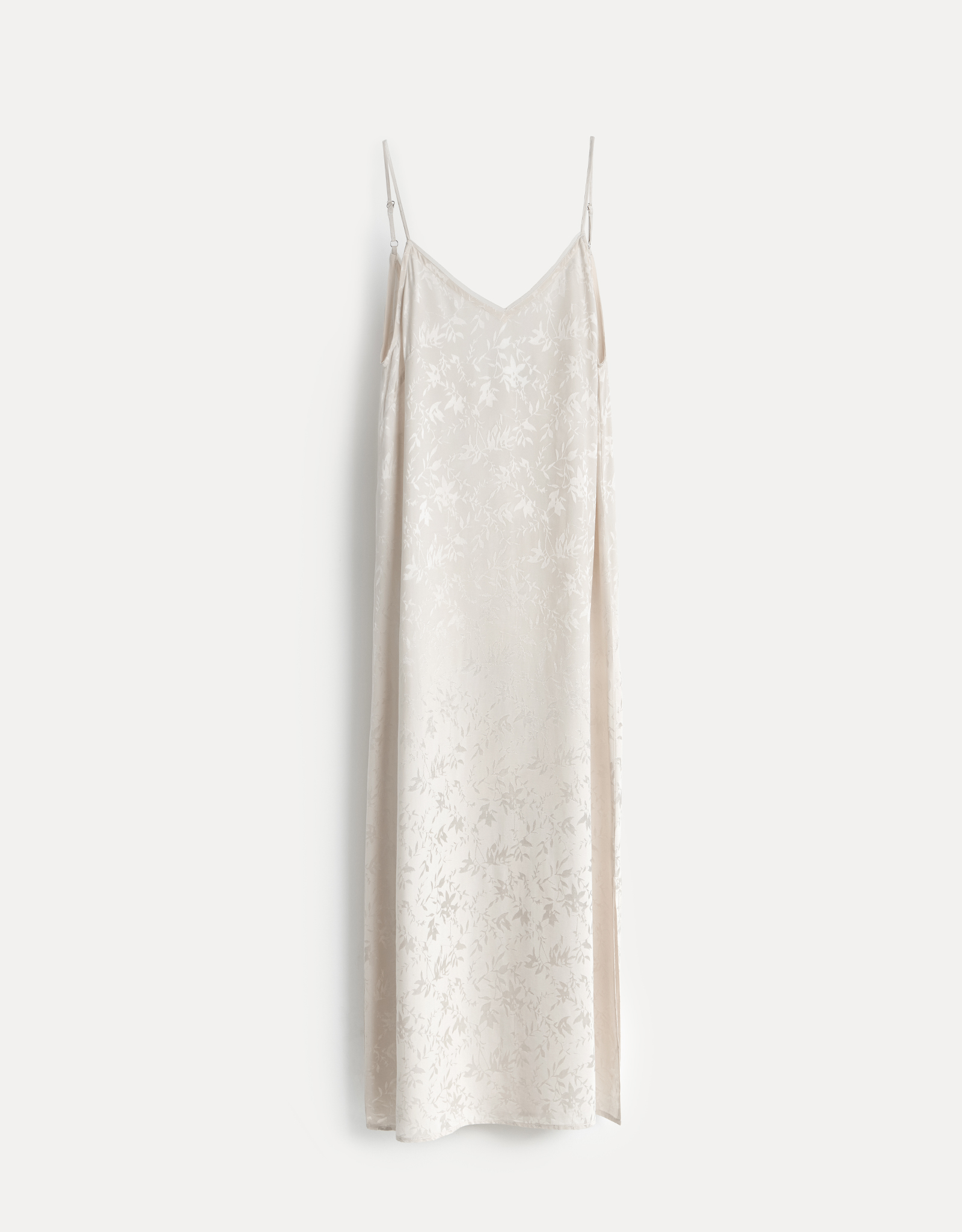 Women's dress, homewear, midi, size L, with straps, viscose, milky, Flowers, Arisha, image-6
