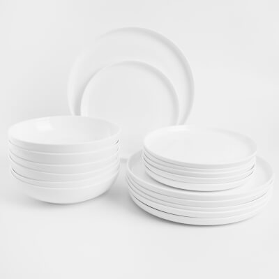 Dining set, 6 pers, 18 pr, porcelain F, white, Ideal white ,image-0