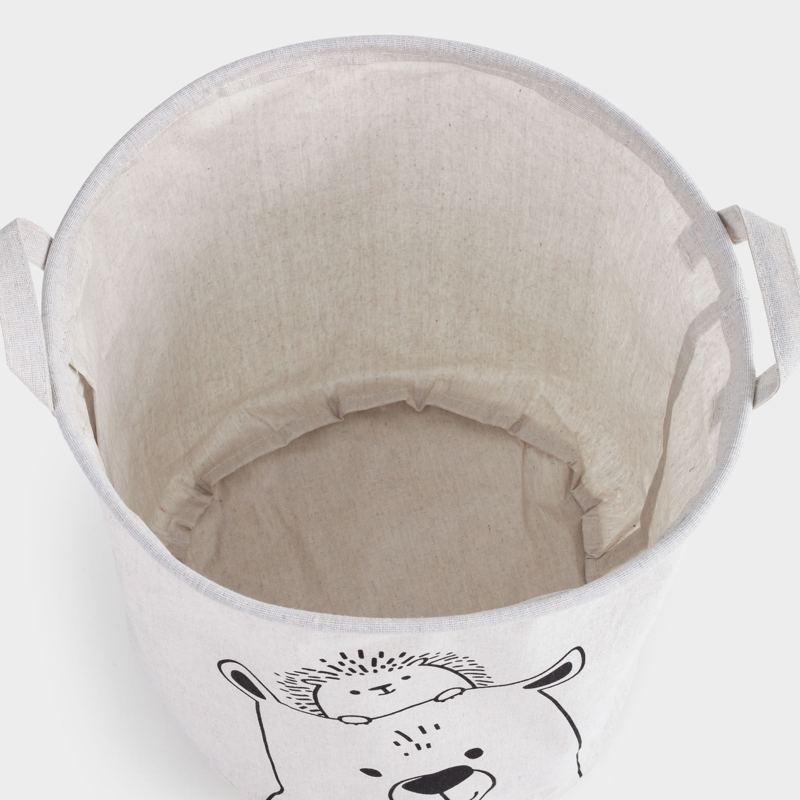 Storage bag, 35x40 cm, with handles, cotton/polyester, round, Milky, Bear and hedgehog, Funny world, image-5