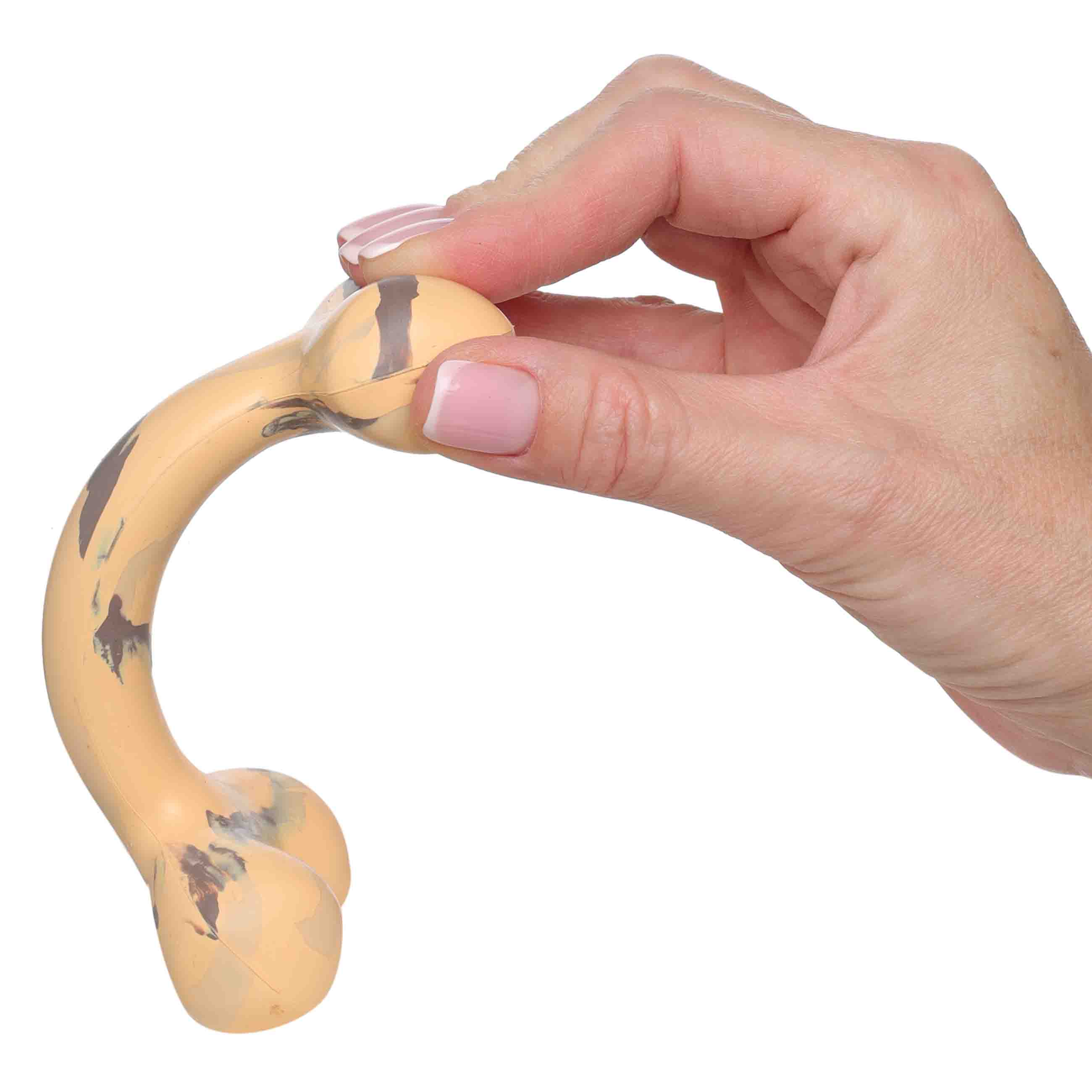 Dog toy, 15 cm, rubber, beige, Bone, Hunting pet, image-1