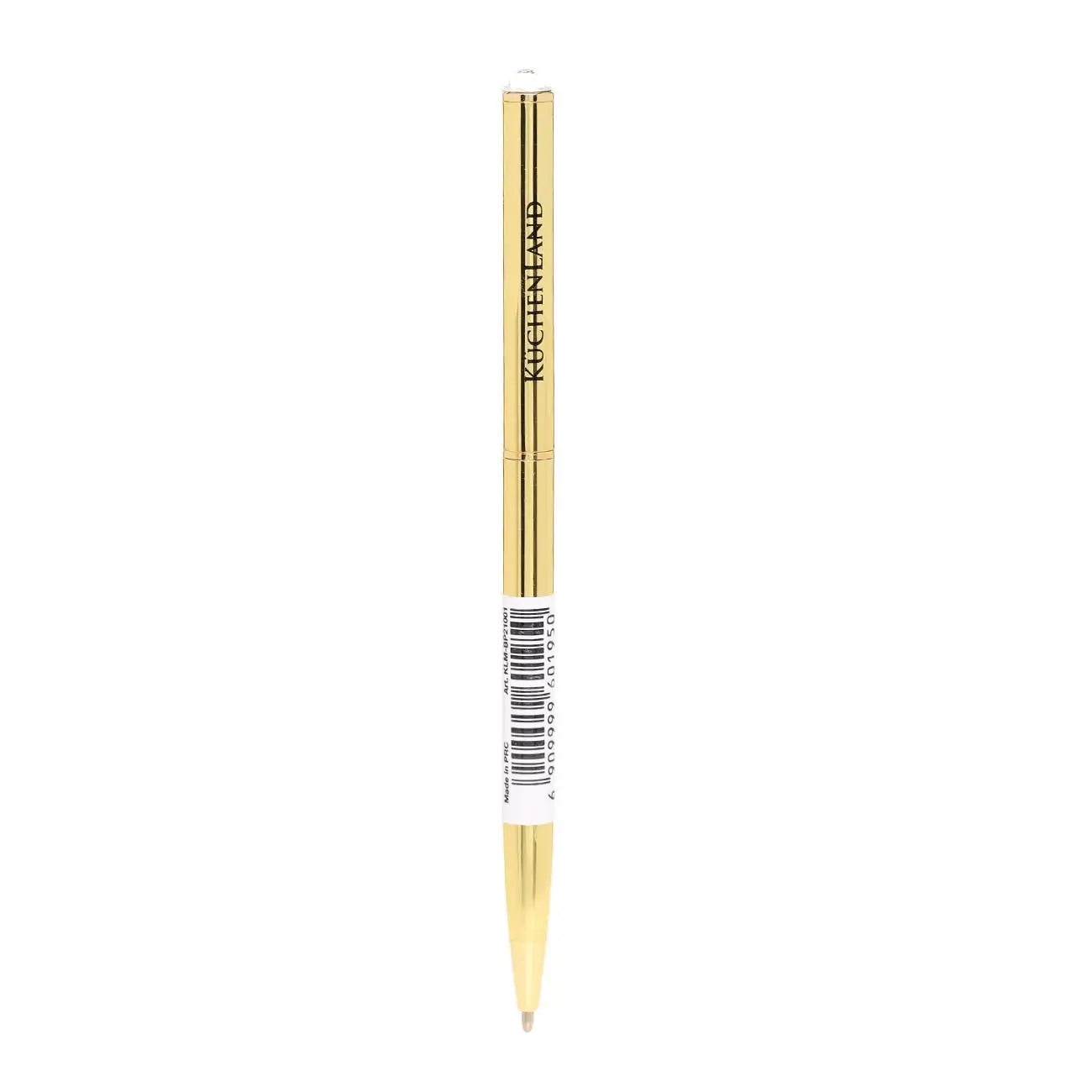 Ballpoint pen, 13 cm, with crystal, metal, gold, Draw, image-0
