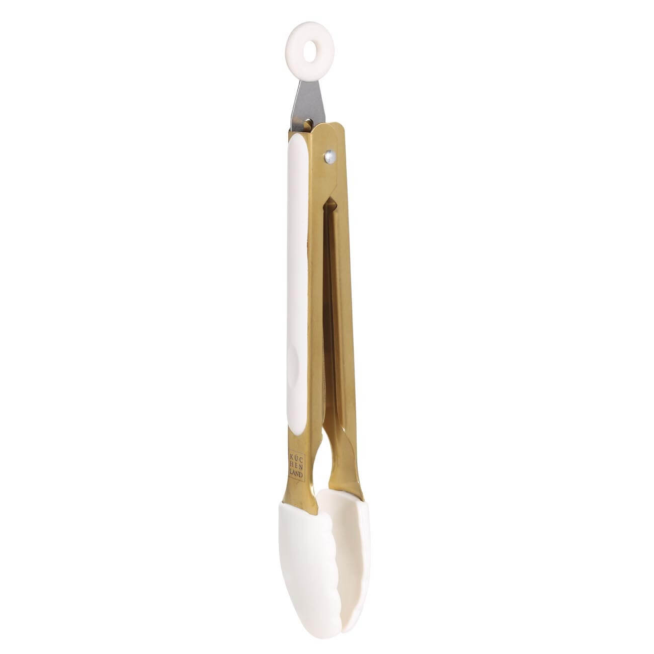 Kitchen tongs, 27 cm, steel / silicone, golden milky, Bello gold