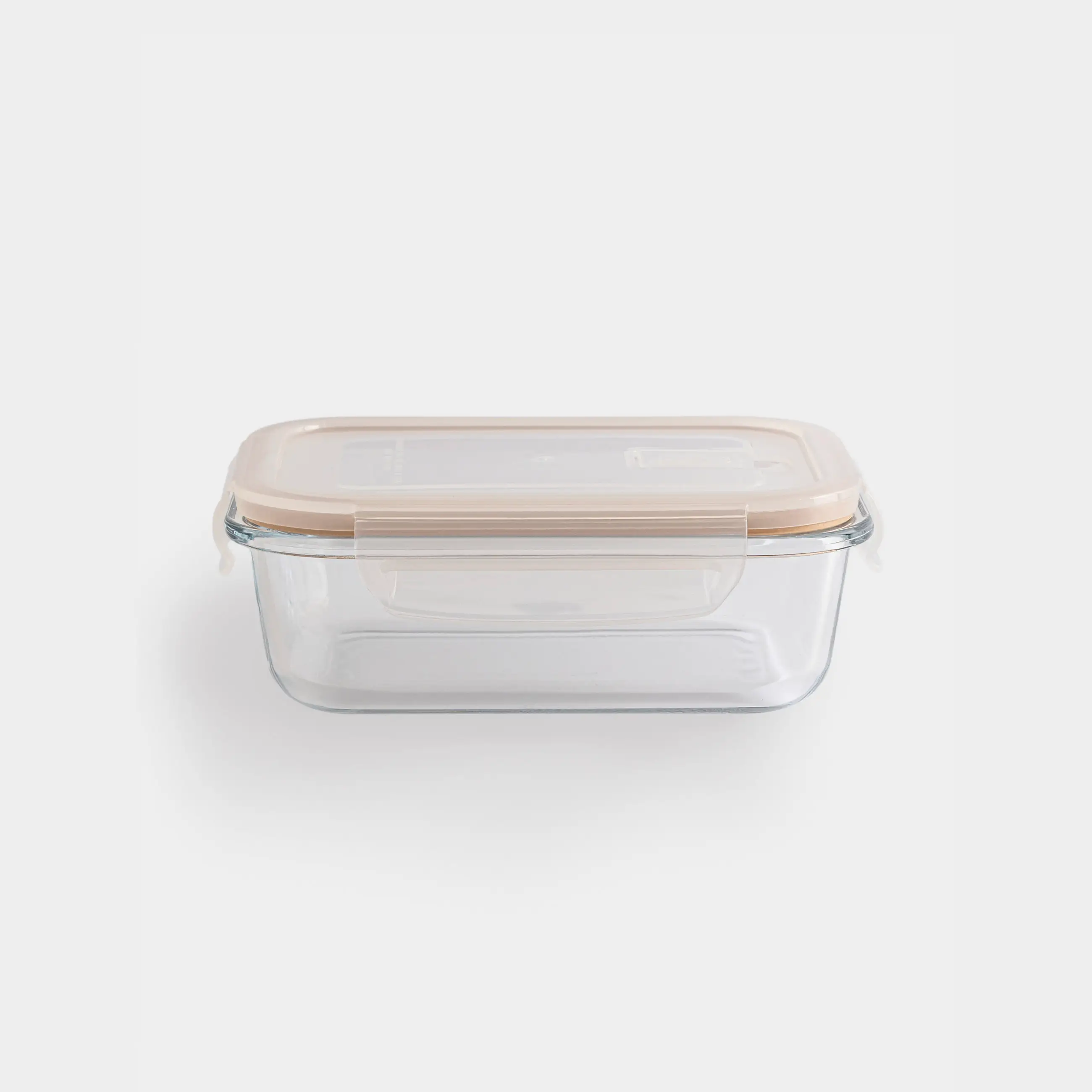 Container, 1 L, with clips, with valve, glass T / plastic, rectangular, Soft kitchen