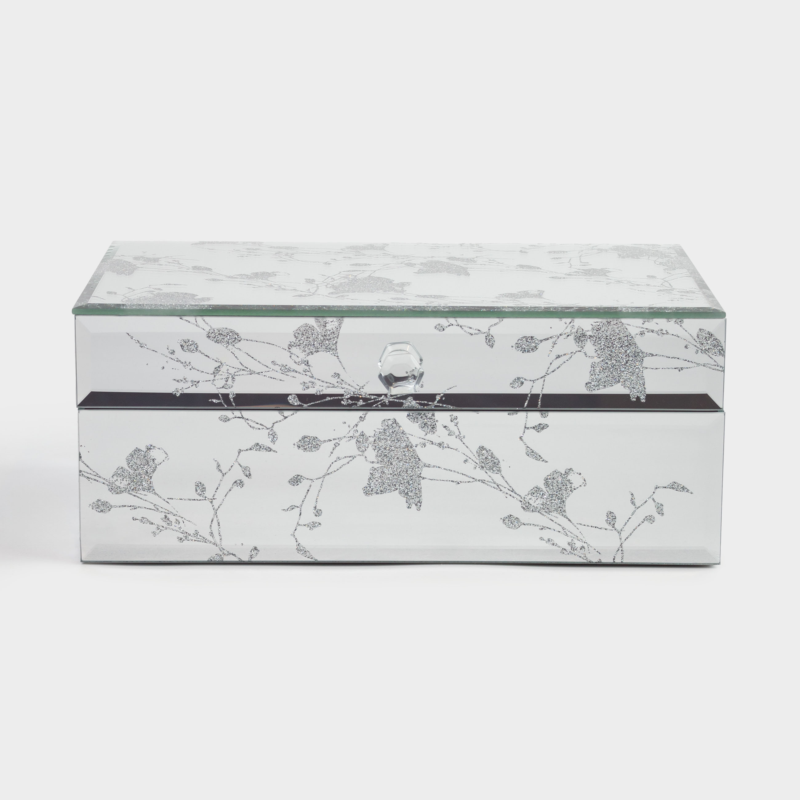 Jewelry box, 21x13 cm, glass, Mirror, Branches, Glossy