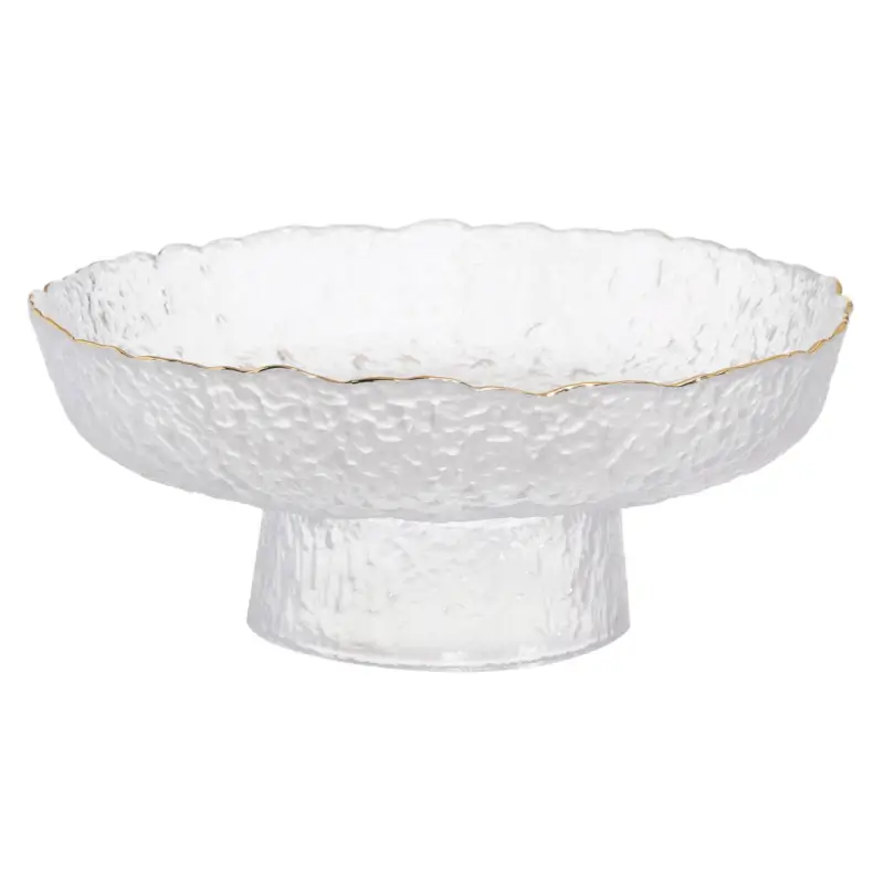 Fruit bowl, 20x8 cm, on a leg, glass, with golden edging, Nautilus gold