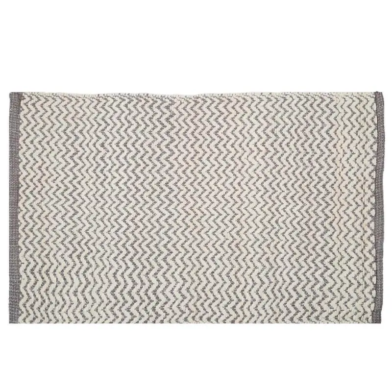 Mat, 50x80 cm, cotton, white and gray, Zigzags with lurex, Shiny threads
