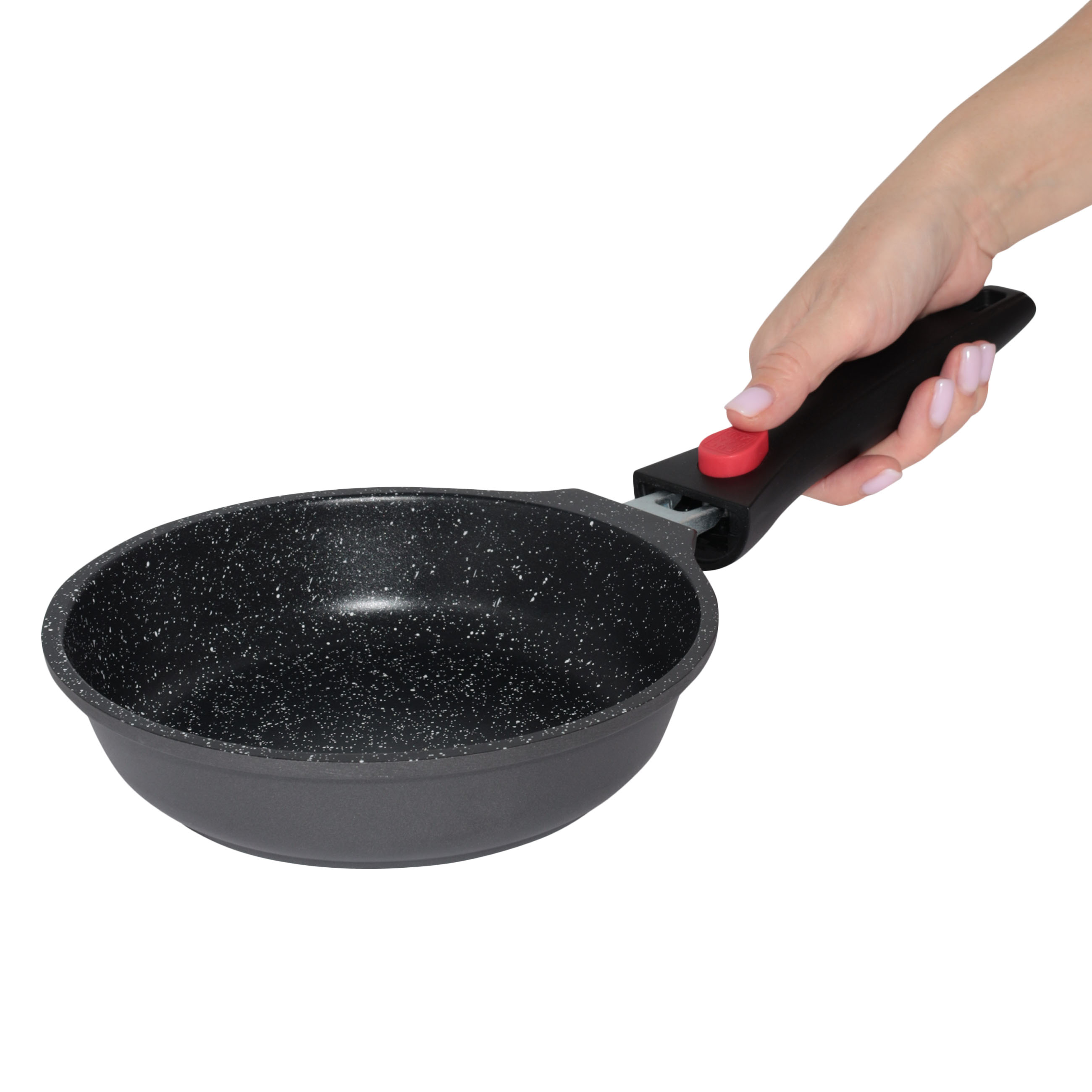Frying pan, 20 cm, removable handle, coated, aluminum, Solution Red 2