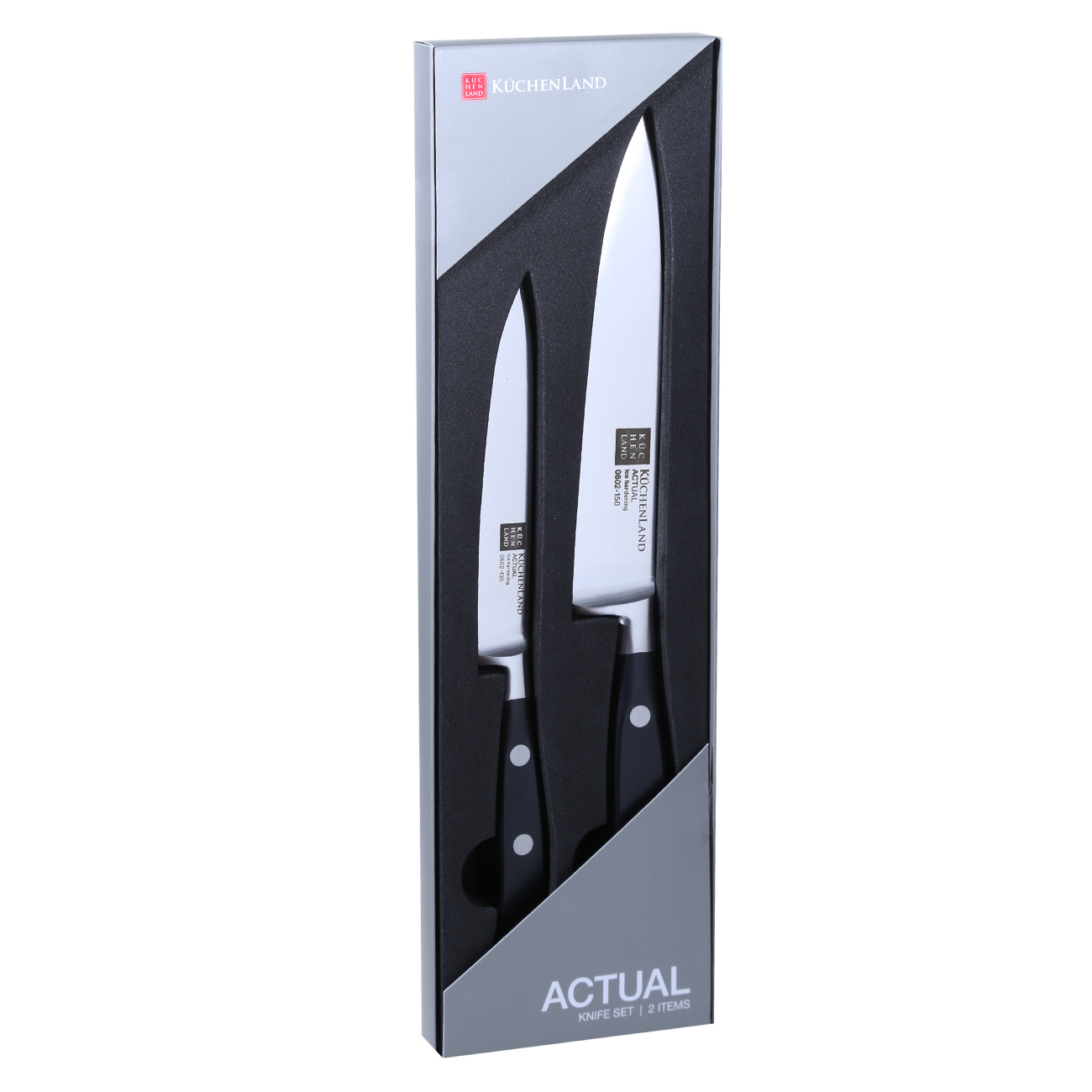 Knife set, 2 pr, steel / plastic, Actual