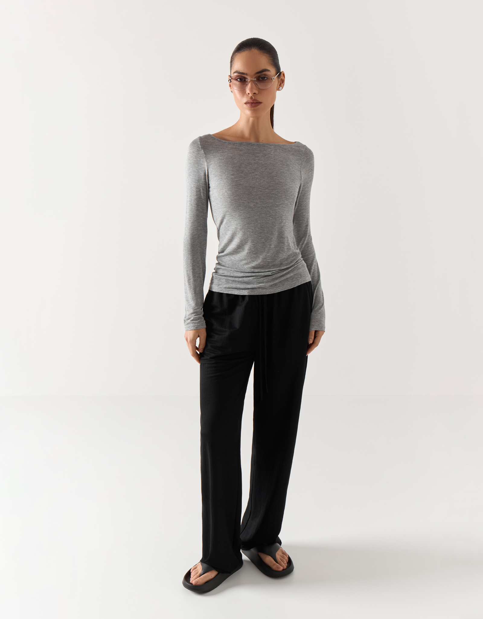 Women's longsleeve, homewear, size S, viscose, grey, Cristy, image-1