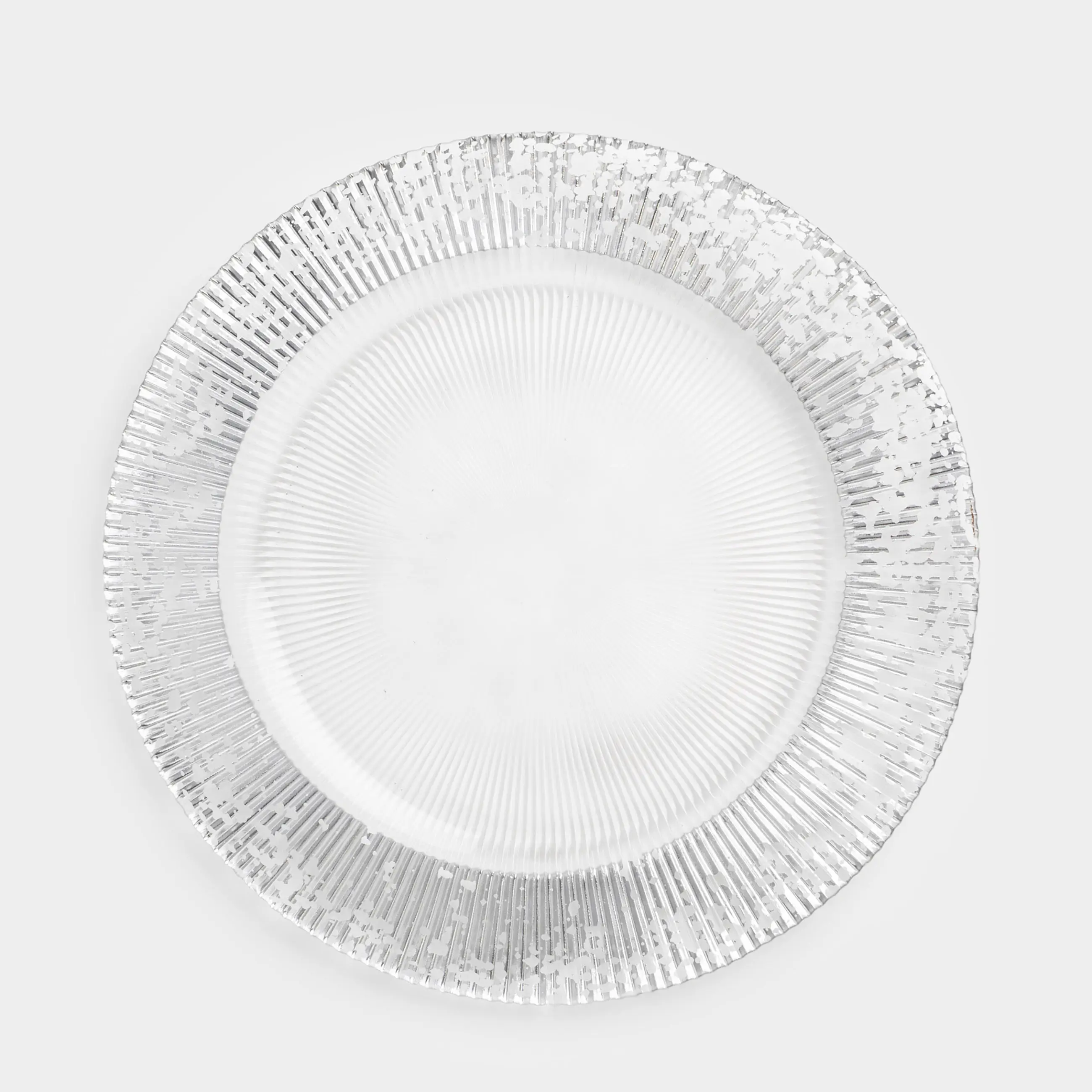 Charger plate, 33 cm, glass P, with silver glitter, Ribby