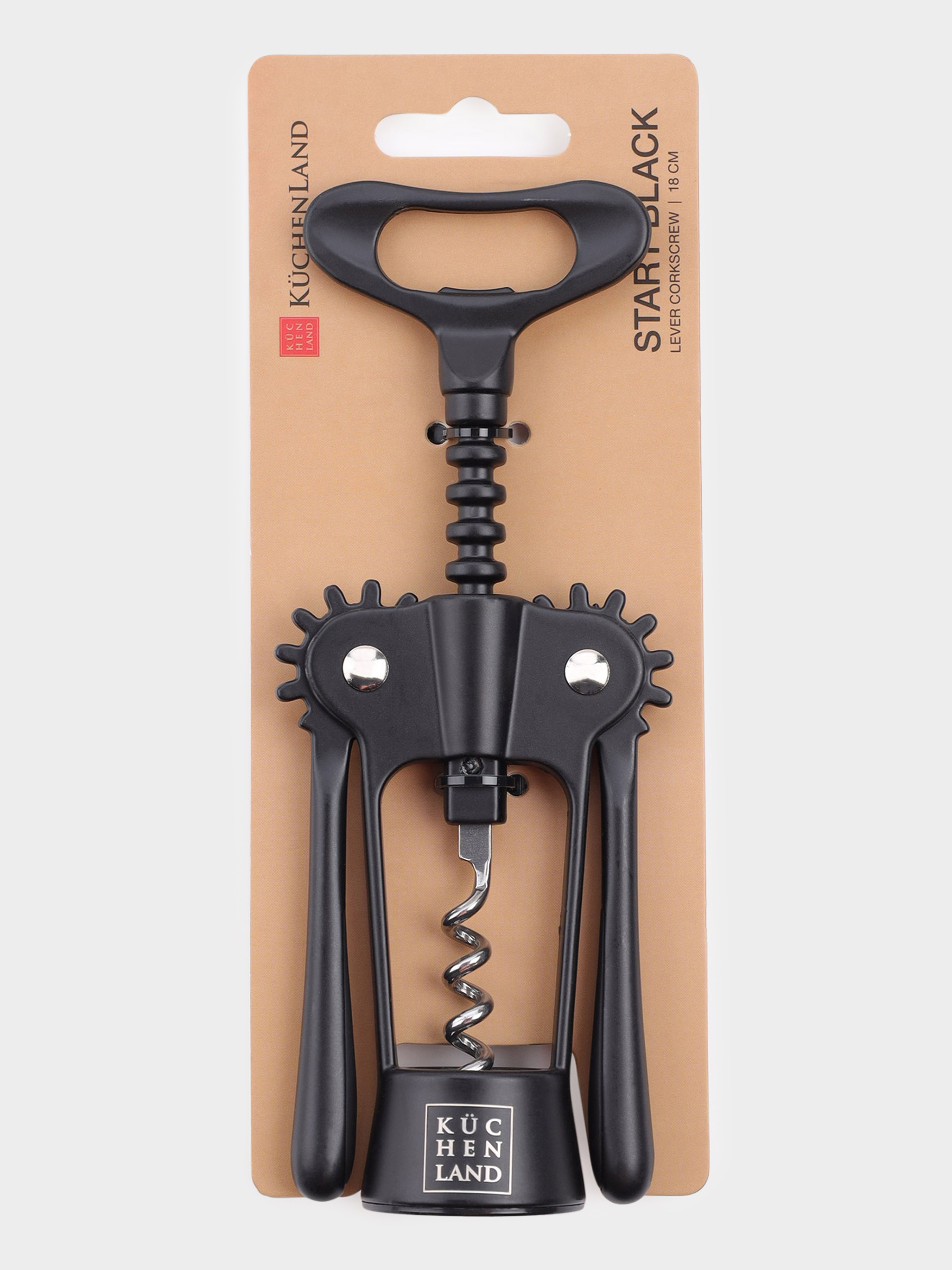 Lever corkscrew, 18 cm, metal, black, Start black, image-4