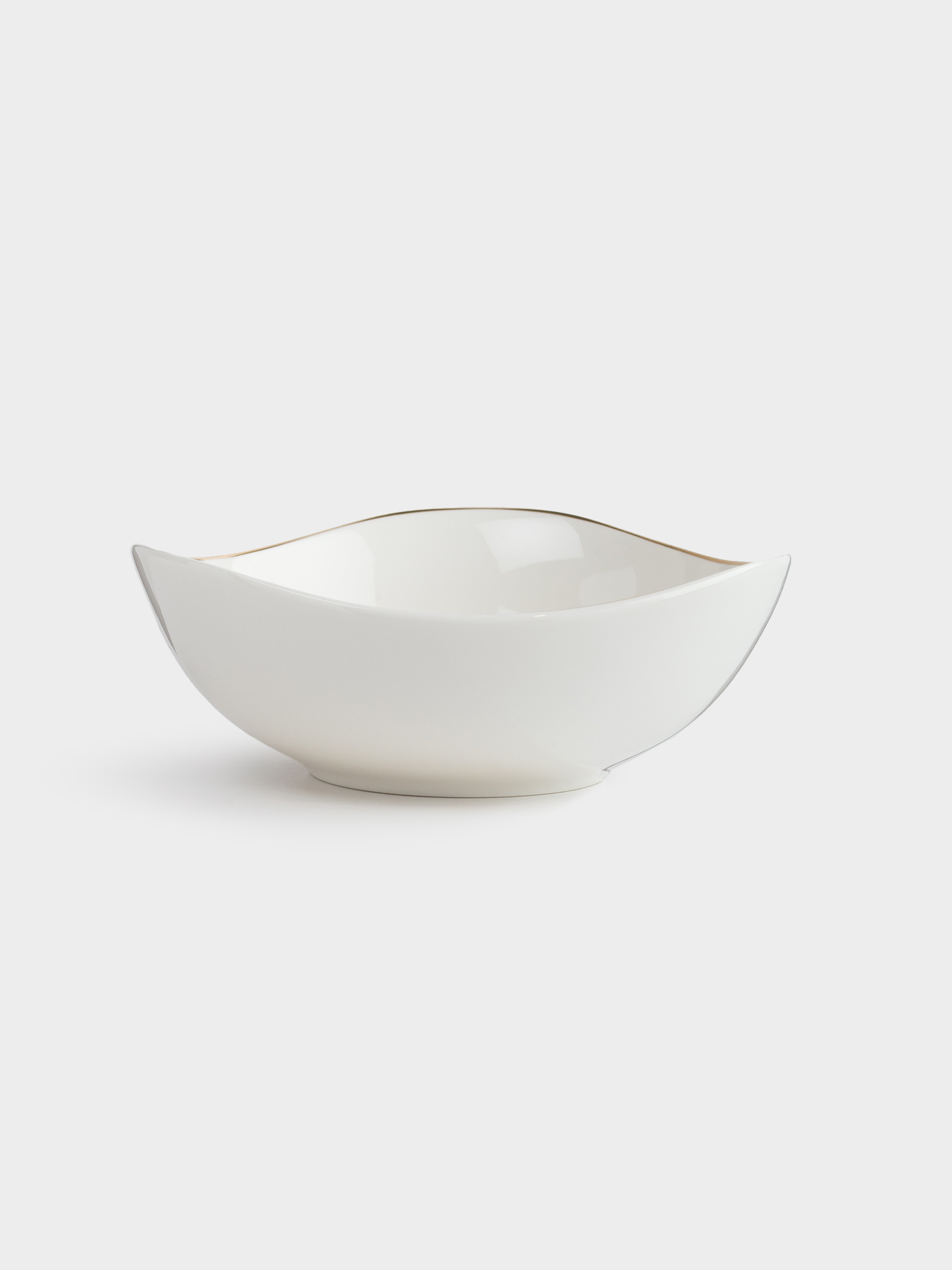 Bowl, 14x5 cm, porcelain N, white, with golden edging, Wildflowers, Yarrow, image-1