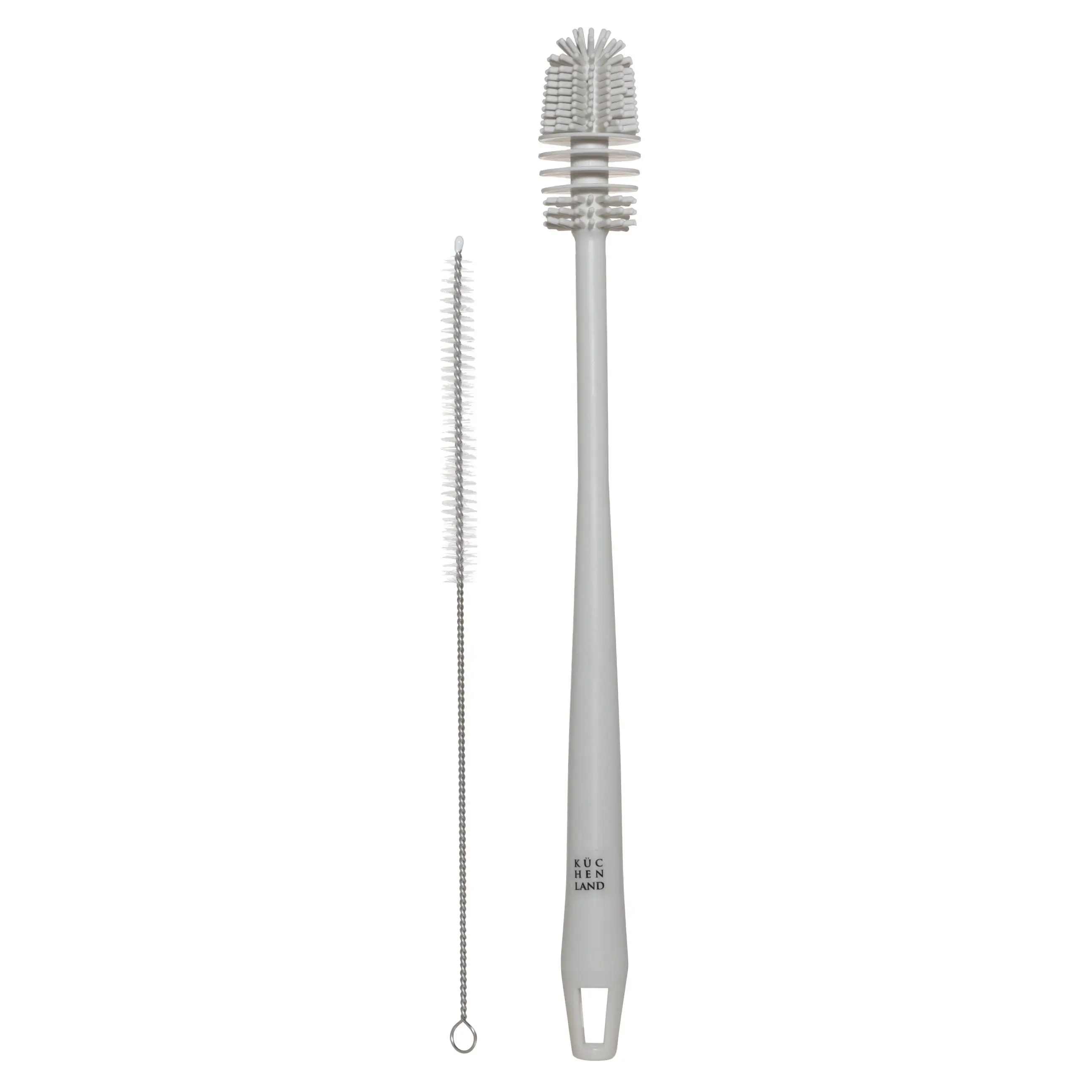 Bottle washing brush set, 32/26 cm, 2 pcs, rubber / plastic / metal, grey, Clean, image-0
