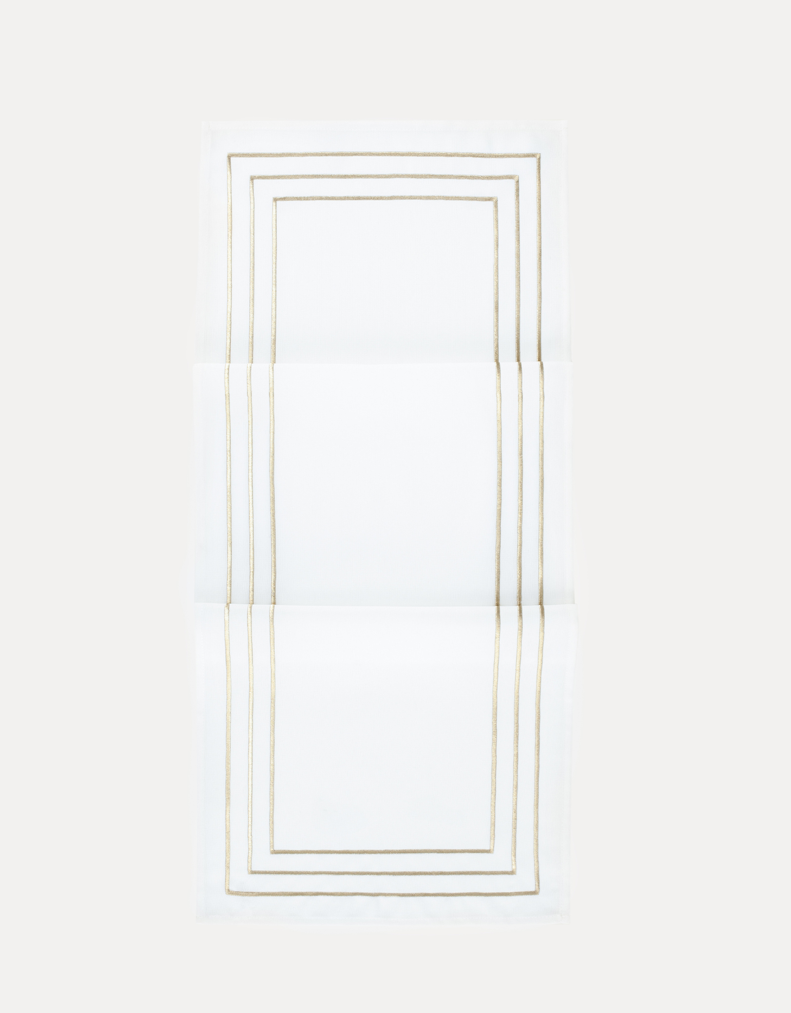 Table runner, 40x160 cm, polyester, white, Lines, Trim gold, image-0