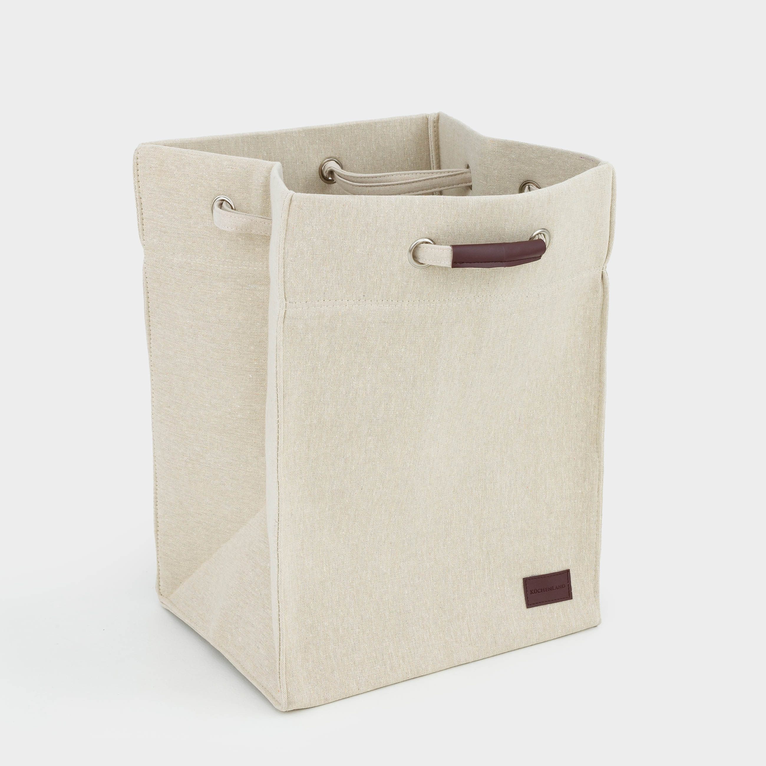 Laundry storage bag, 35x30x50 cm, canvas, rectangular, gray-beige, Solo, image-8