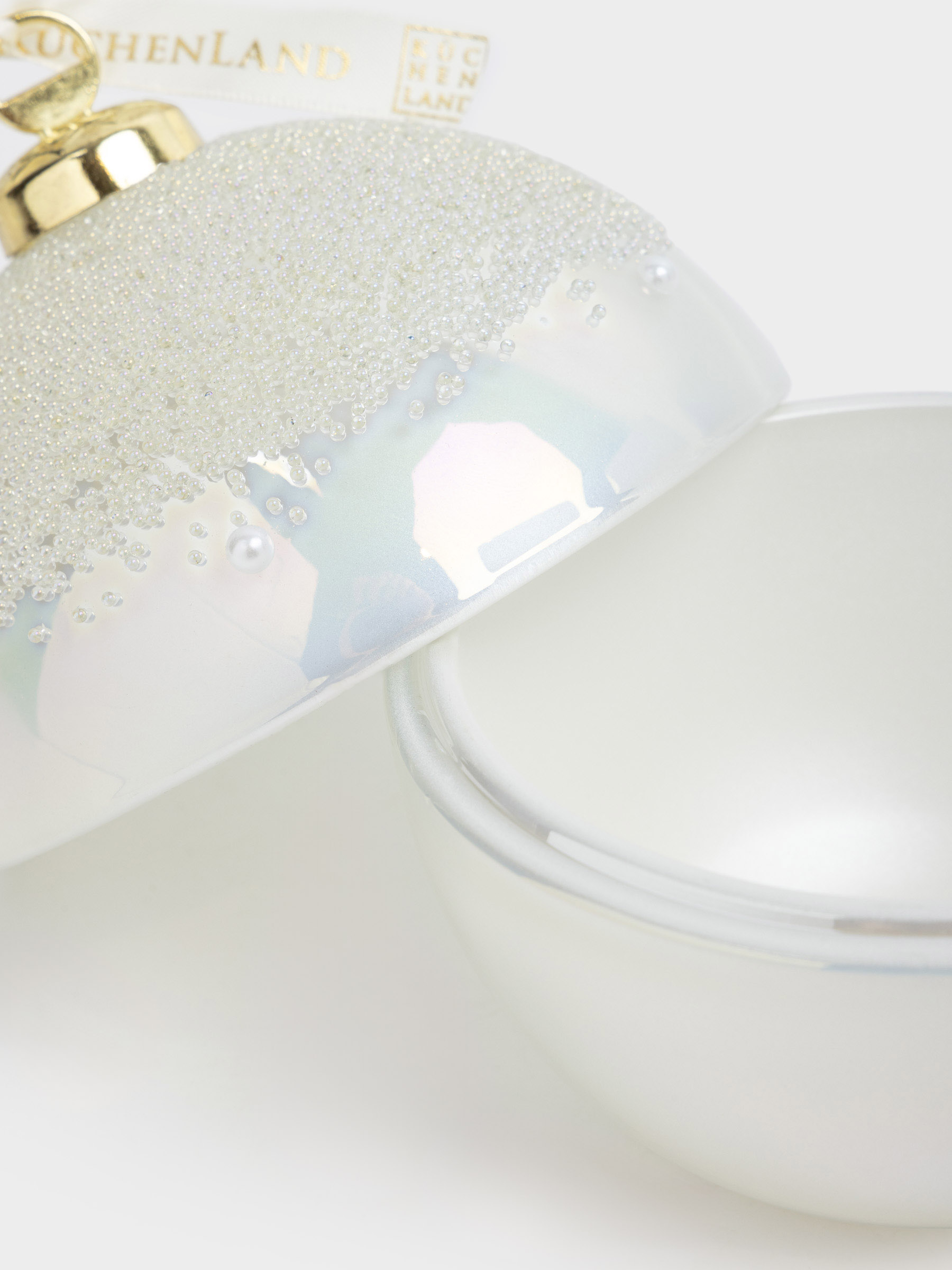 Storage container, 14x10 cm, 230 ml, glass / metal, pearl, Ball, Christmas storage, image-3