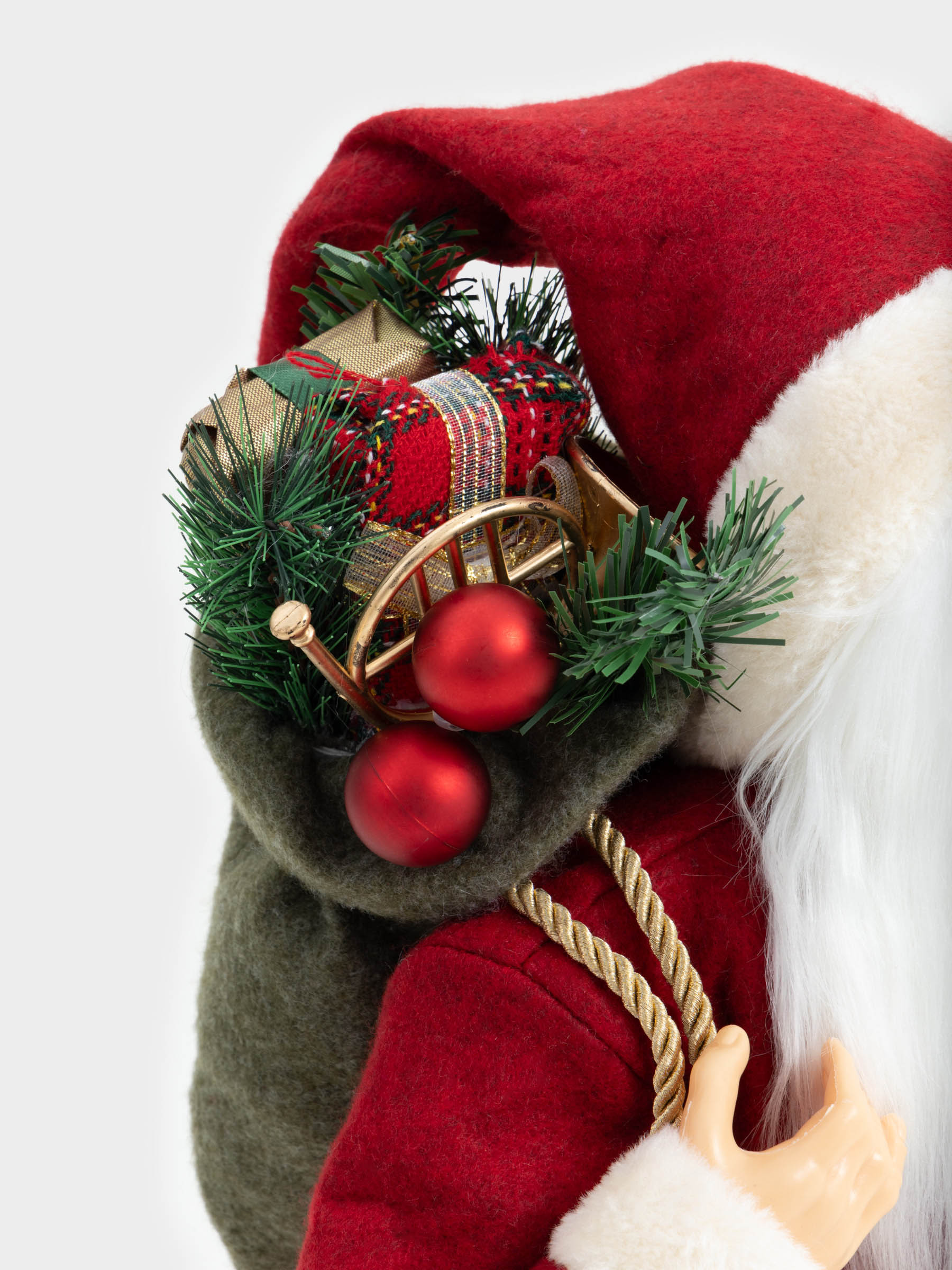 Decorative item, 60 cm, soft, plastic / polyester, Santa with bag and gift, Magic time, image-3