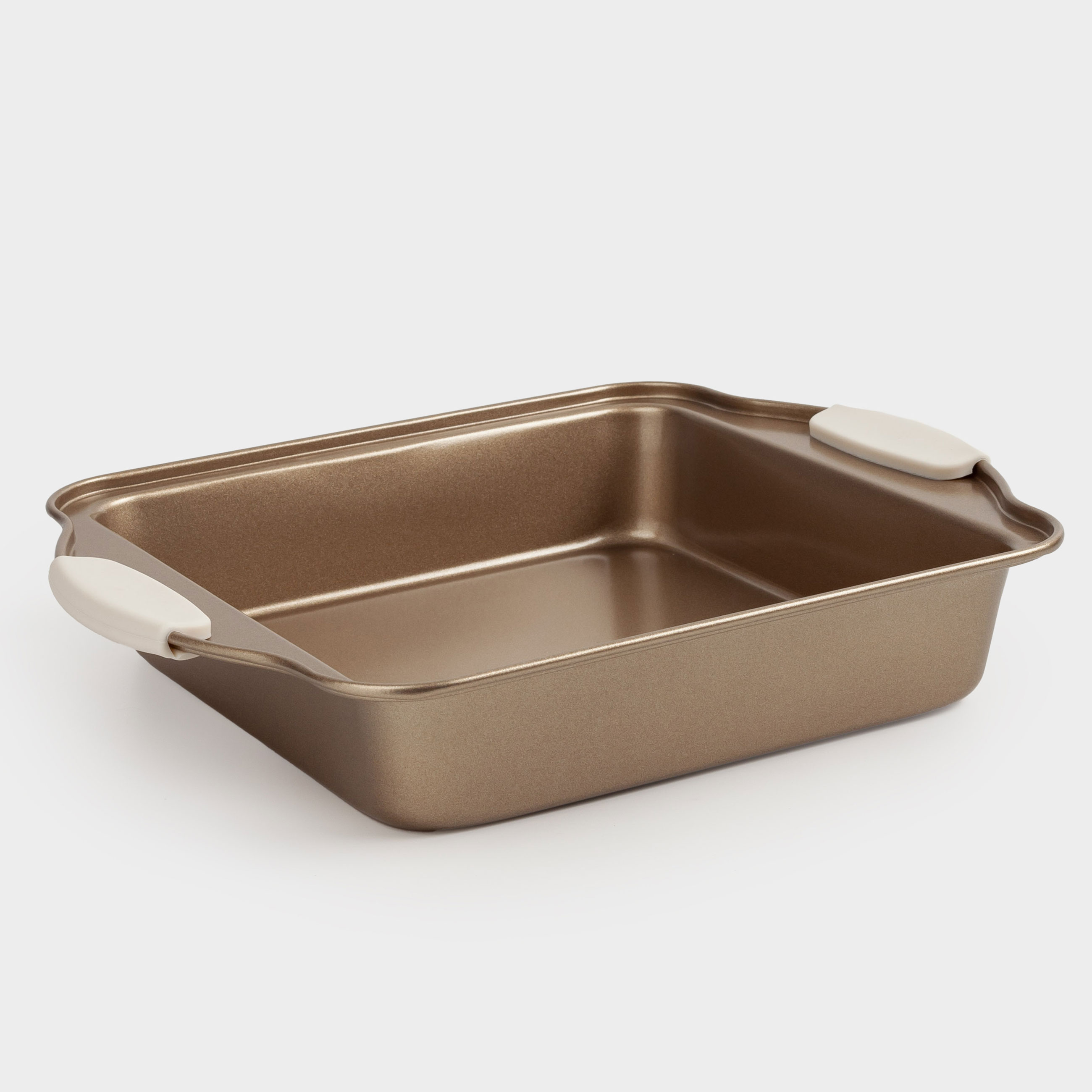 Baking dish, 28x22 cm, with handles, steel / silicone, square, copper, Resto 