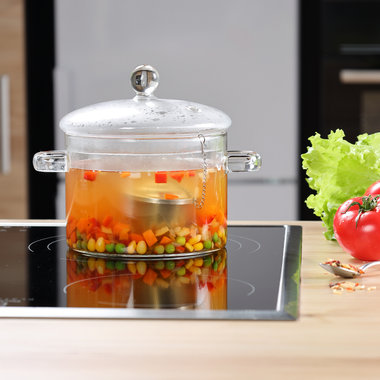 Pot, 2,5 l, with lid, glass B, Clear