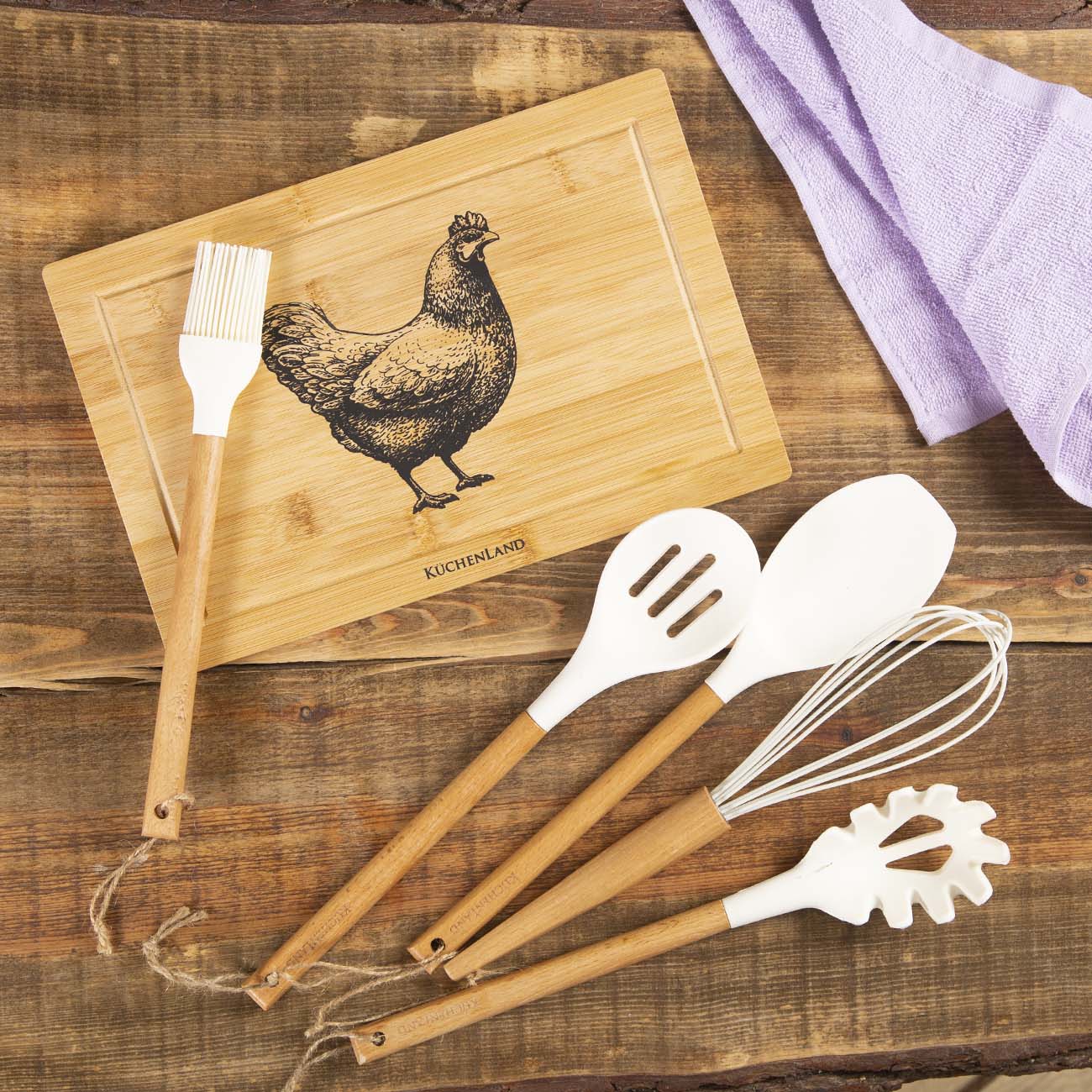 Cooking brush, 27 cm, silicone / wood, beige, Provence