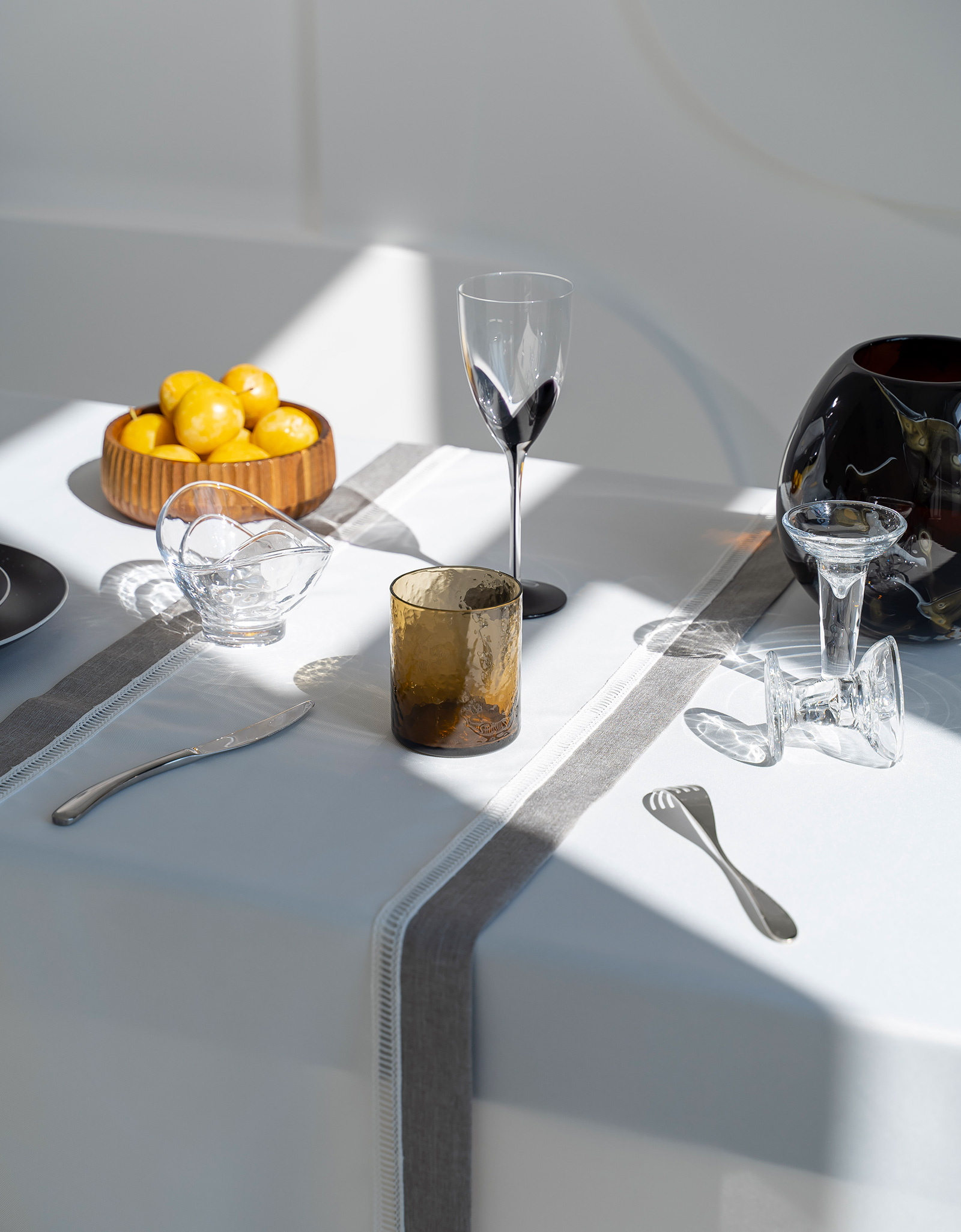 Table runner, 40x160 cm, polyester, white-gray, milkyy way
