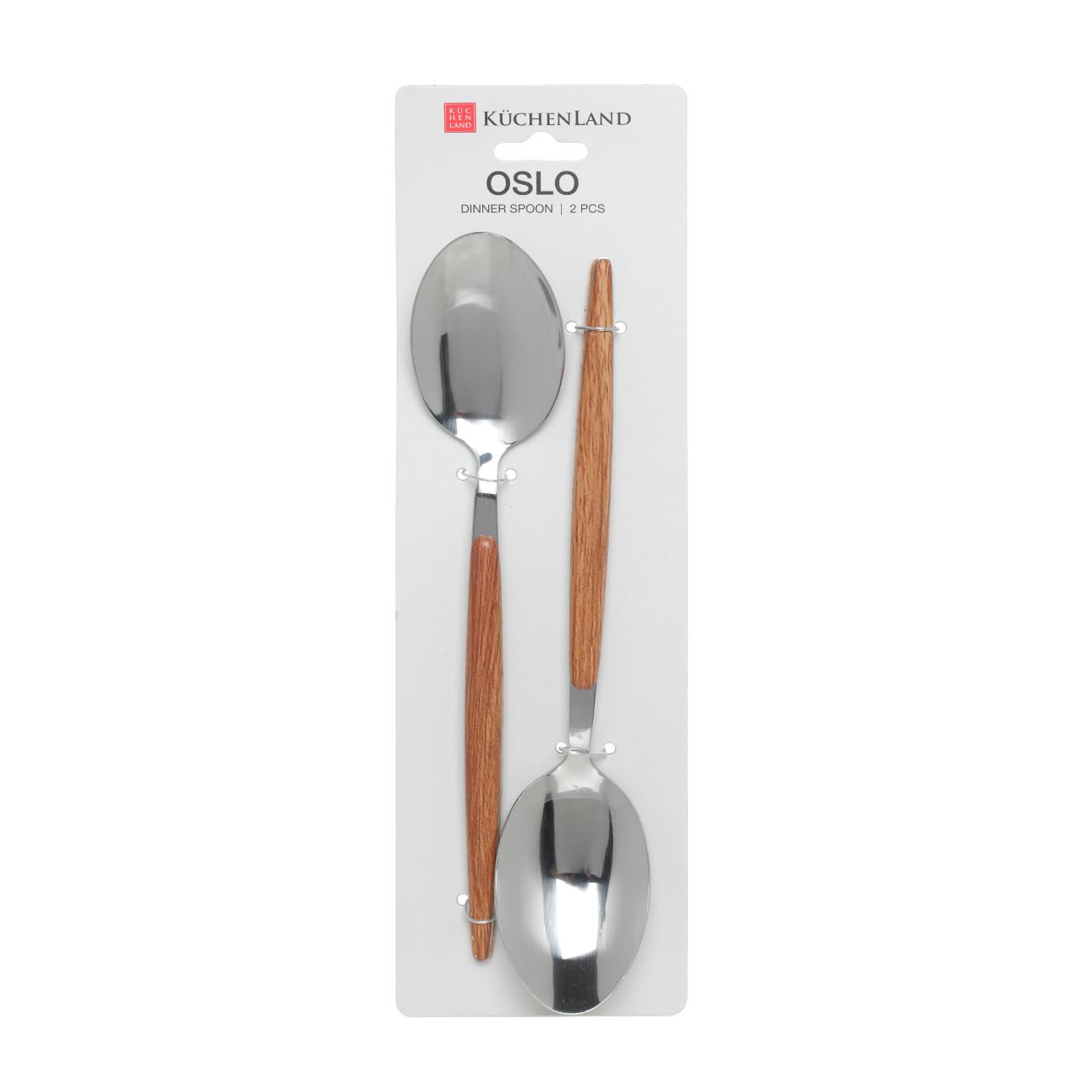 Dining spoon, 2 pcs, steel / plastic, brown, Oslo, image-1