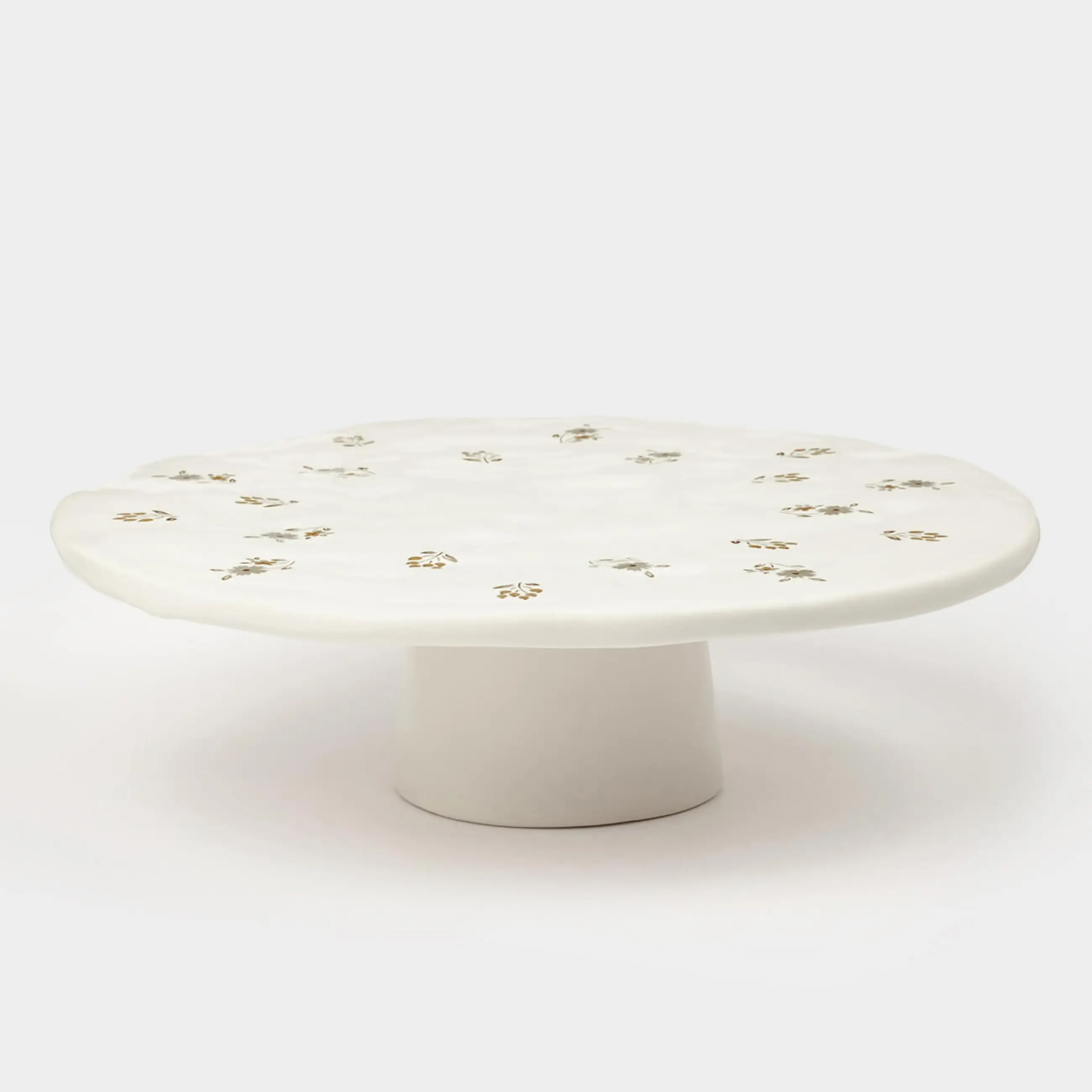 Dish on a leg, 23x7 cm, ceramic, milk, Vintage flowers, La flore