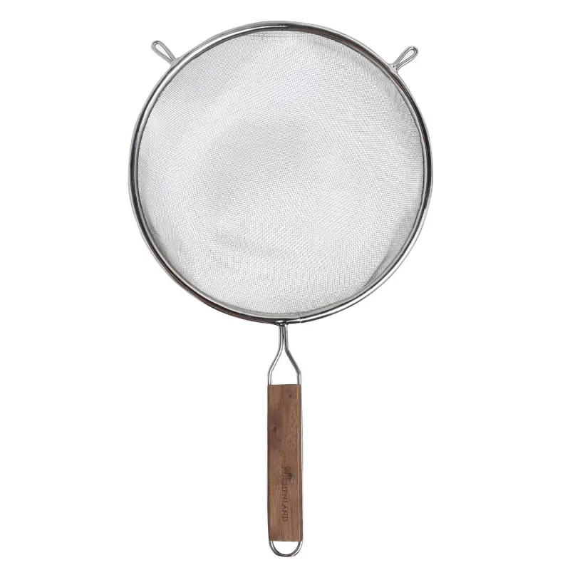 Strainer, 20 cm, with handle, steel / wood, Walnut tree ,image-0