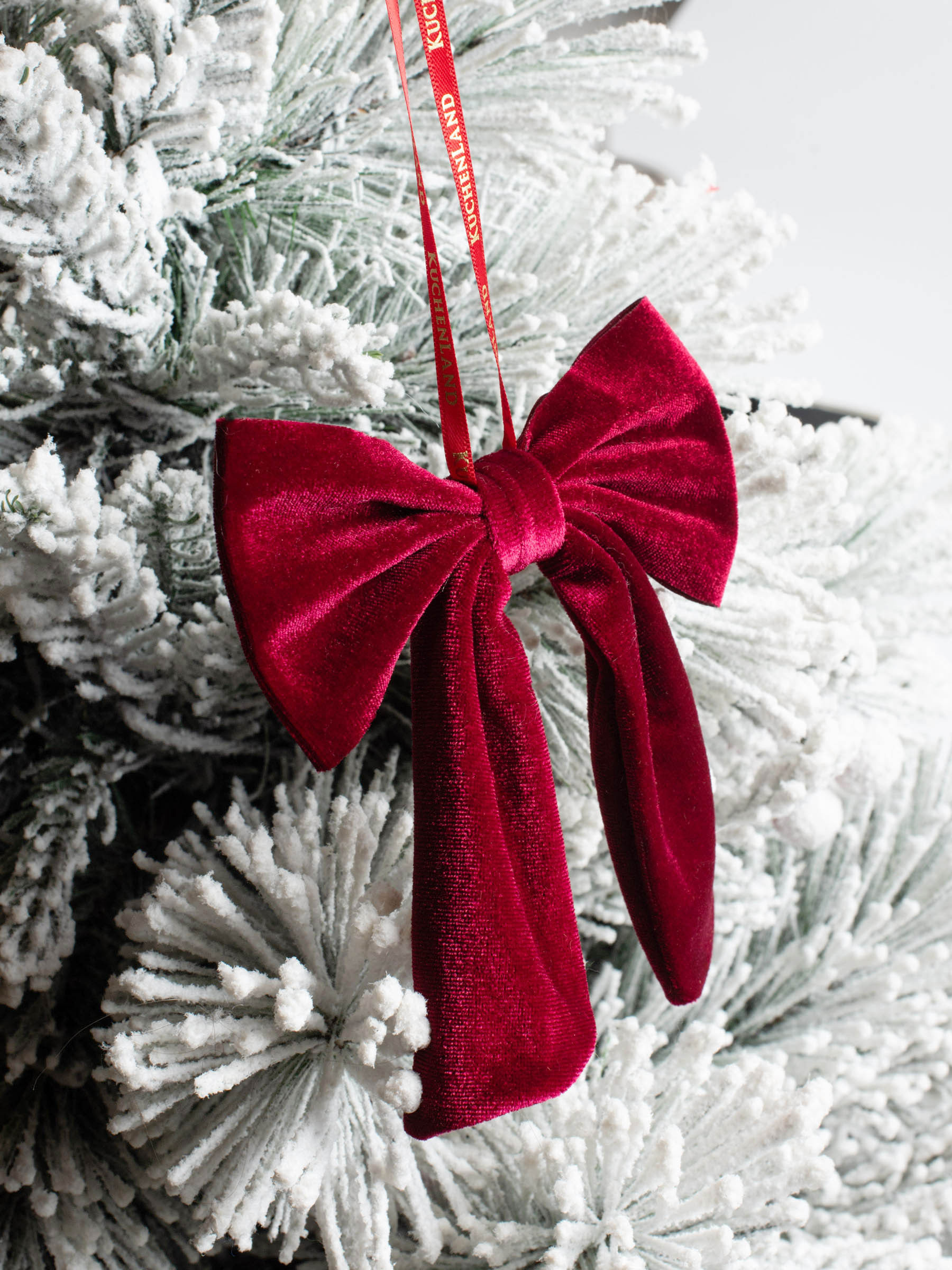 Christmas tree toy, 12x15 cm, polyester, red, Velvet bow, Vogue bow, image-3