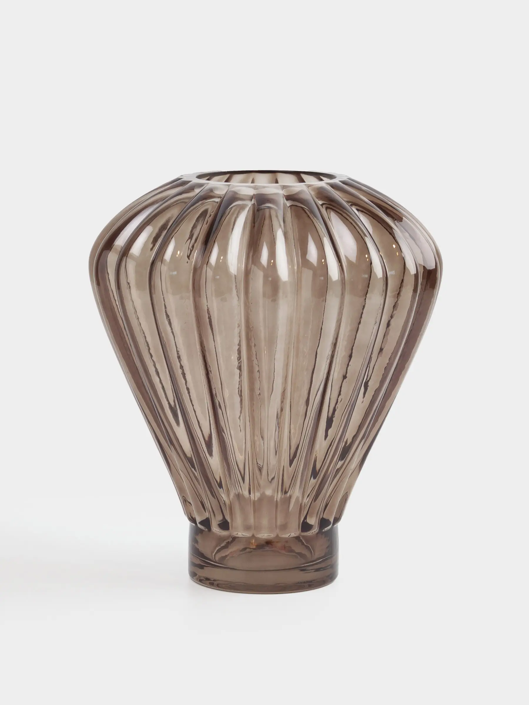 Flower vase, 27 cm, glass, brown, Ribedic, image-0