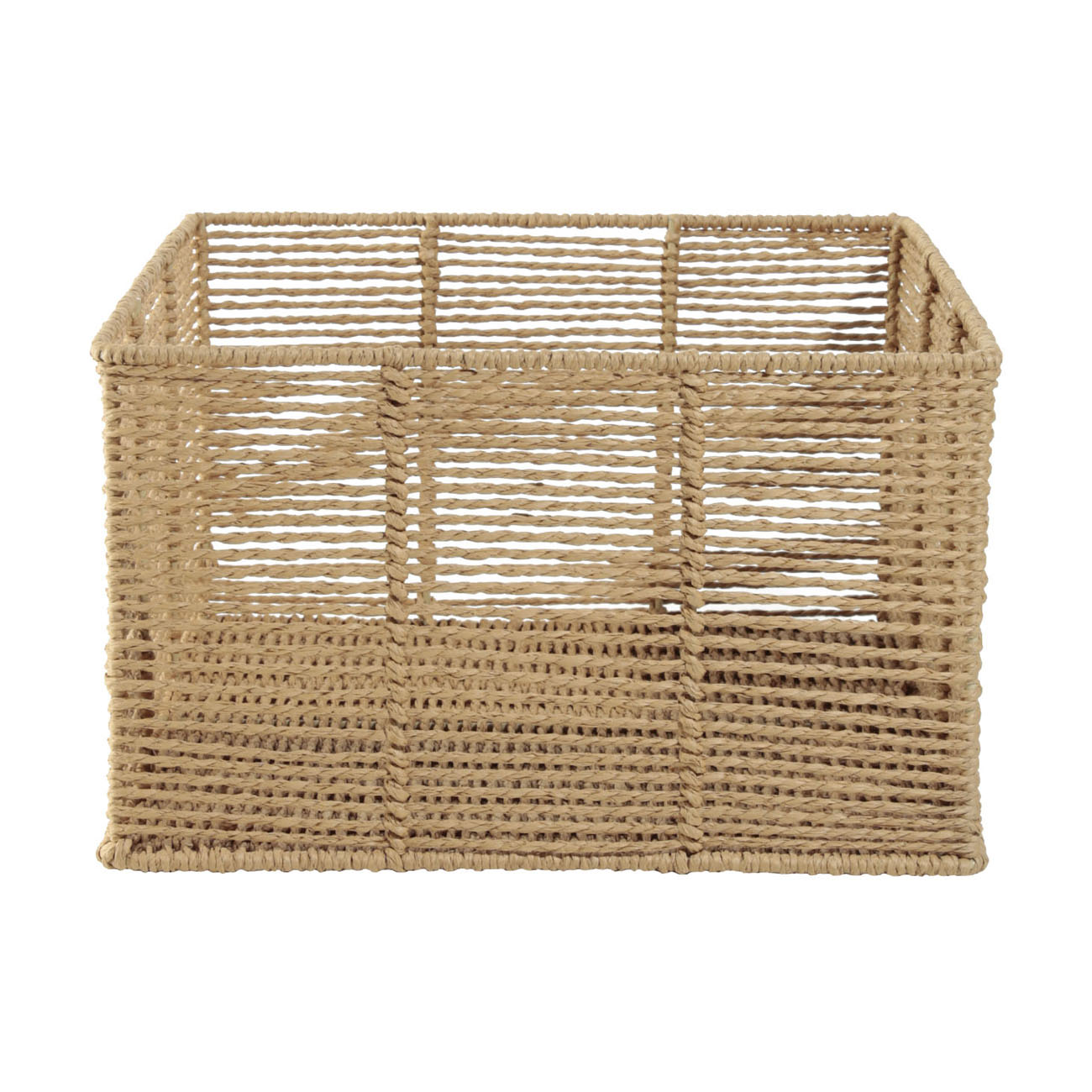 Storage basket, 25x16 cm, paper / metal, square, beige, Village, image-0