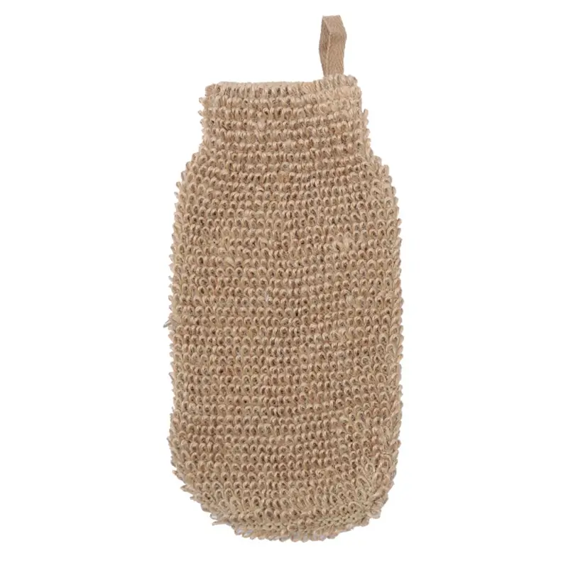 Washcloth-mitten for washing the body, 10. 5x21. 5 cm, hemp fiber, beige, Eco life ,image-0