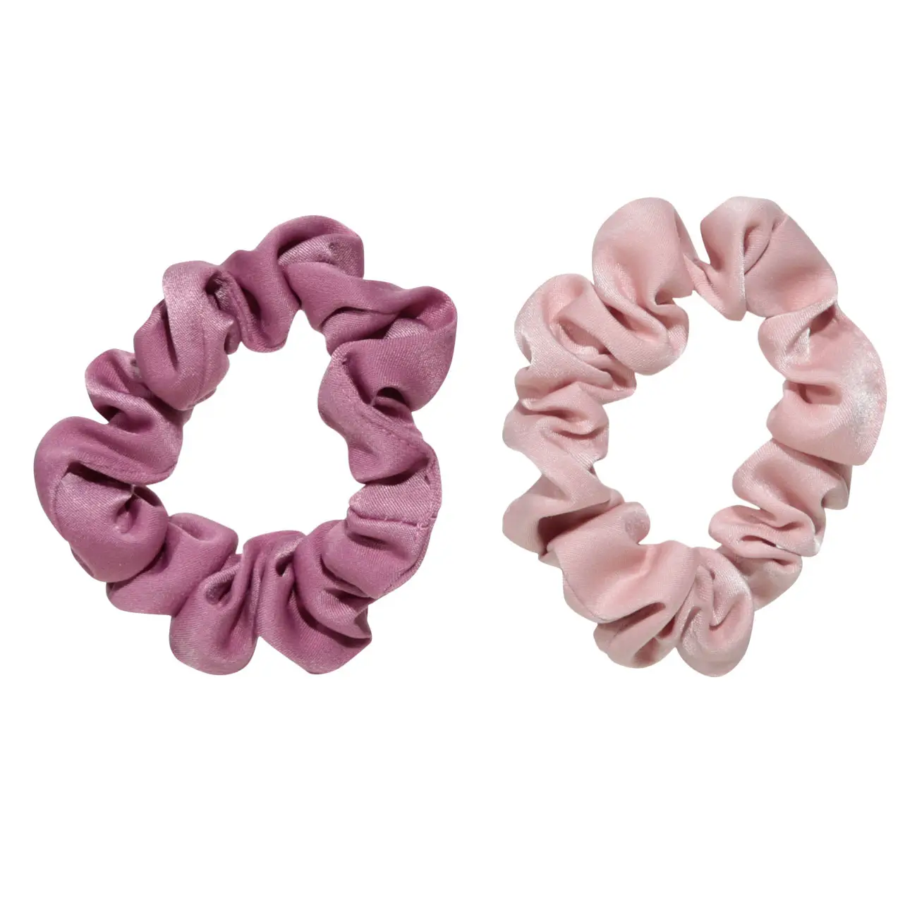 Elastic band for hair, 5 cm, 2 pcs, children's, satin, pink / beige, Silk