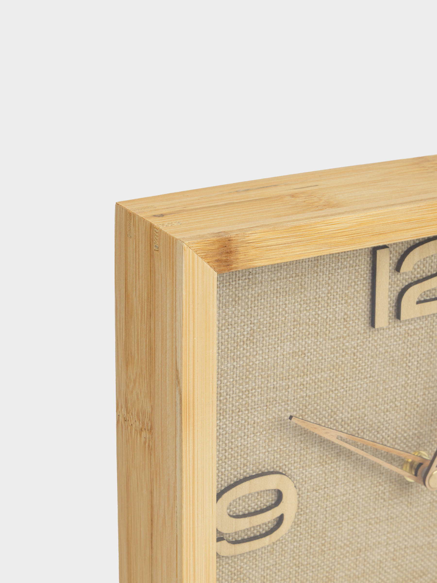 Wall clock, 25 cm, bamboo/glass, square, brown-golden, Dial, image-4