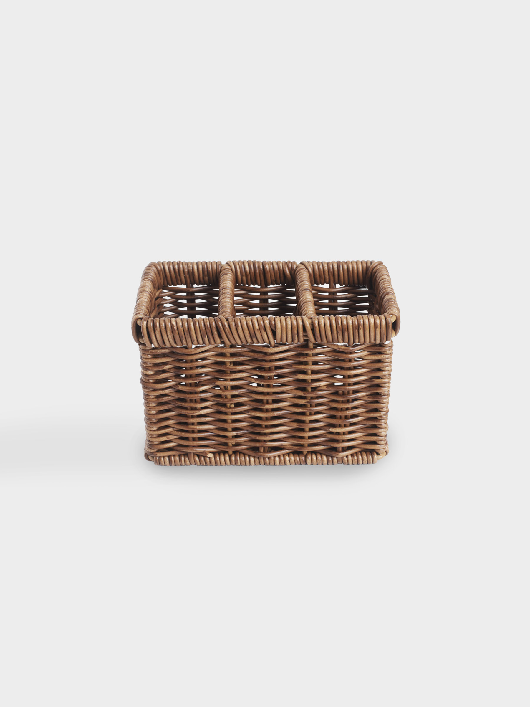 Flatware stand, 10x14 cm, 3 otd, rattan, brown, Blendy, image-1