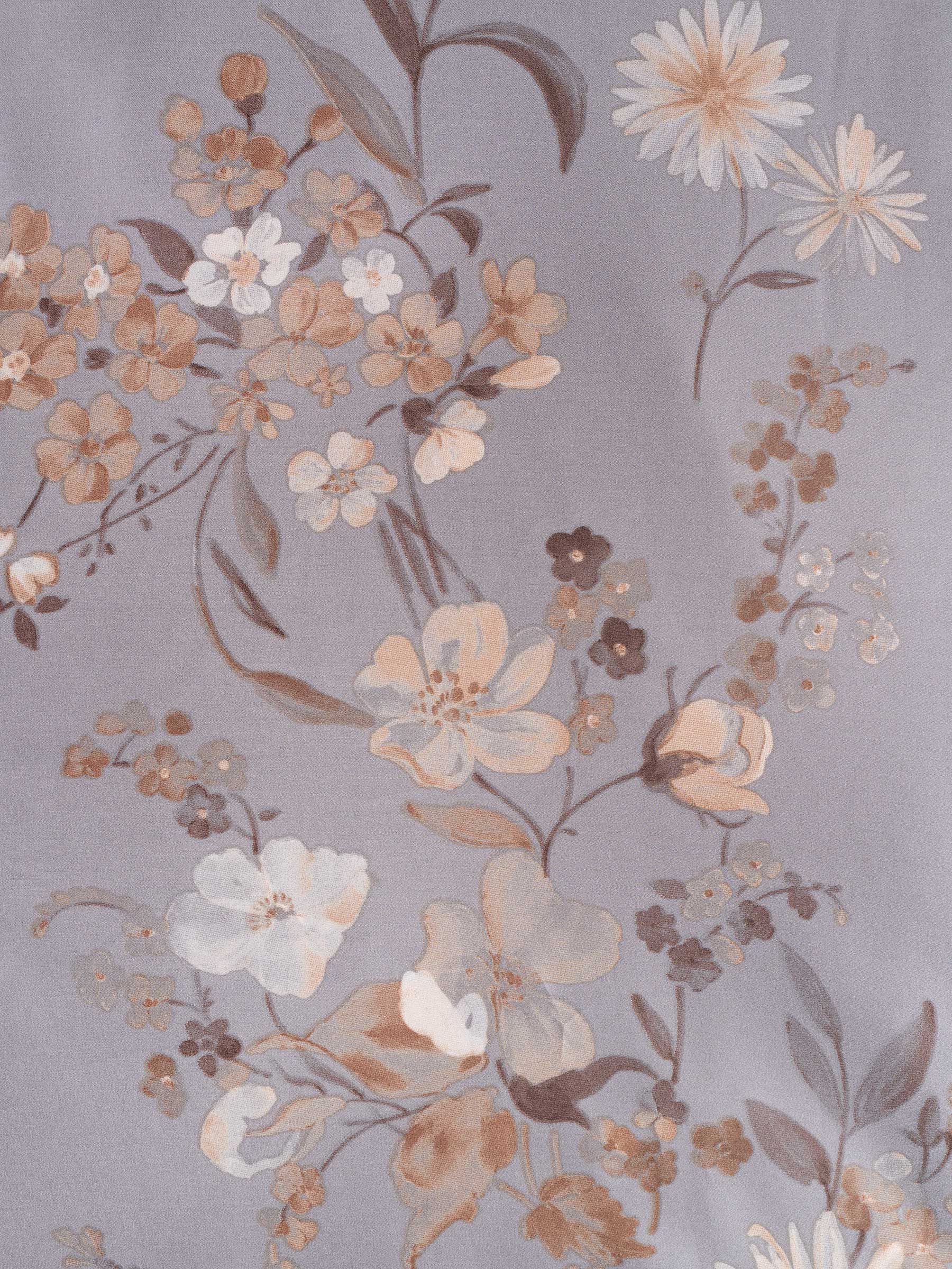 Bed linen set, euro, Tencel 300 TC, grey, Flowers and leaves, Tencel, image-3