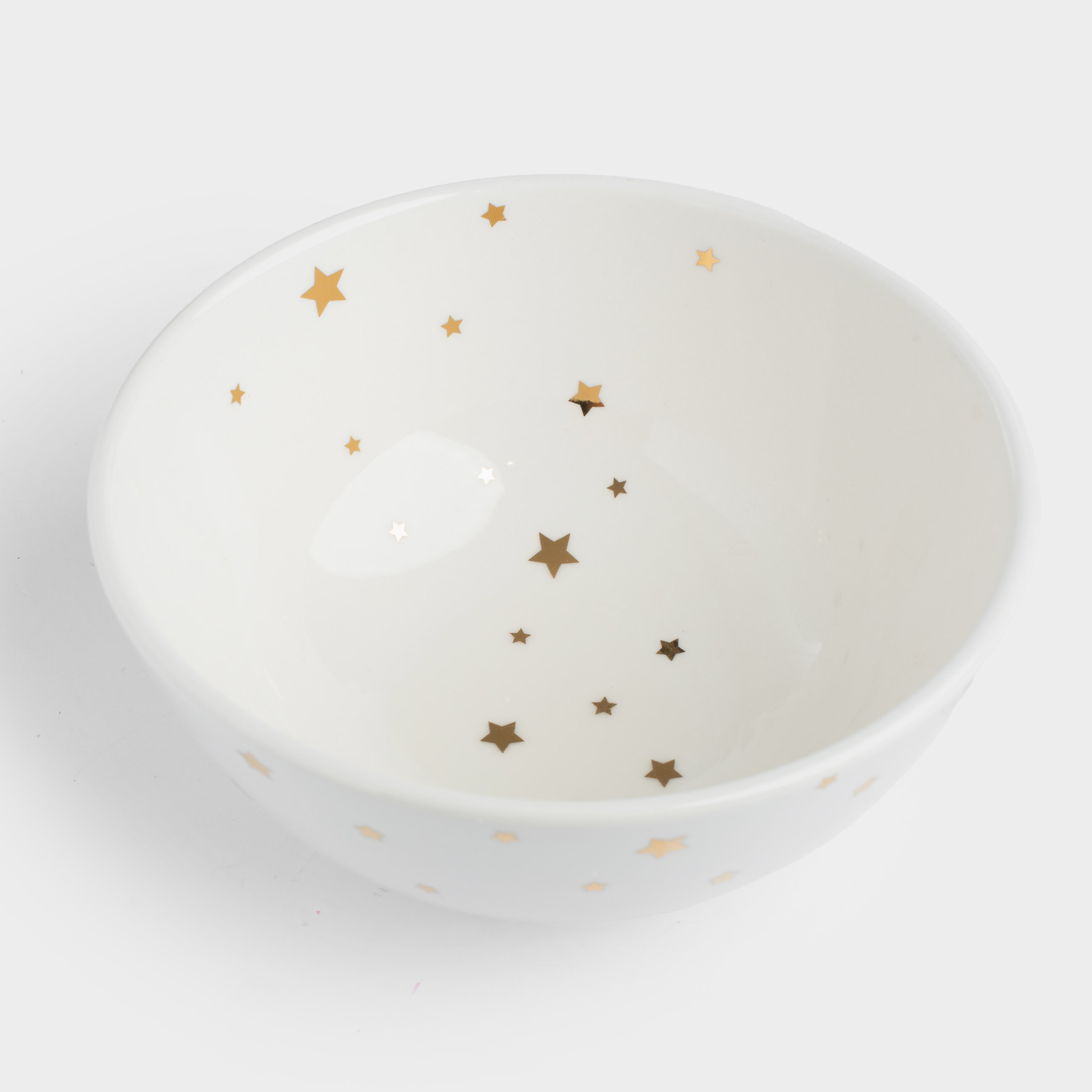 Salad bowl, 18x8 cm, 1000 ml, porcelain P, white, Golden stars, Starlight