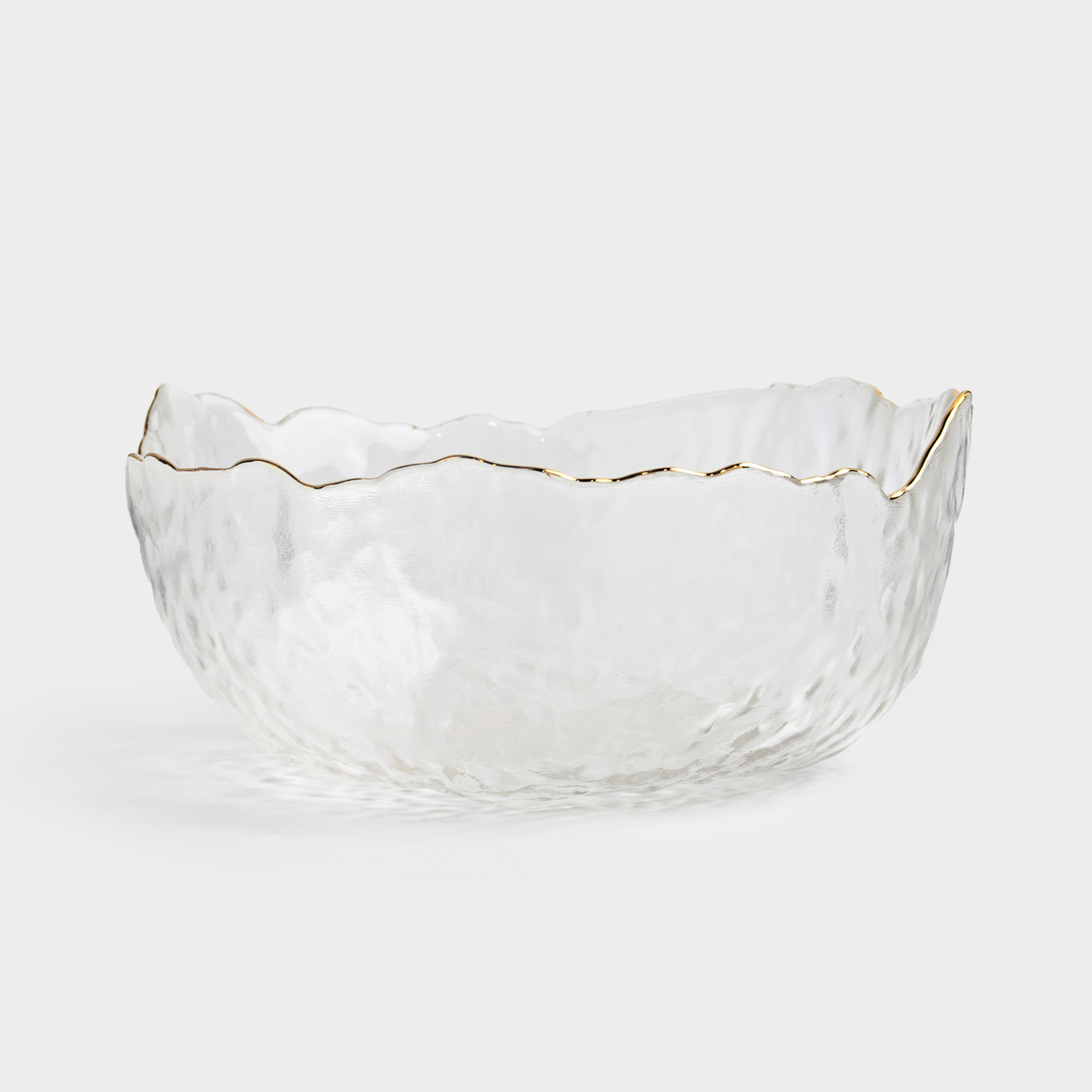 Salad bowl, 17x7 cm, 850 ml, glass, with golden edging, Nautilus gold, image-0
