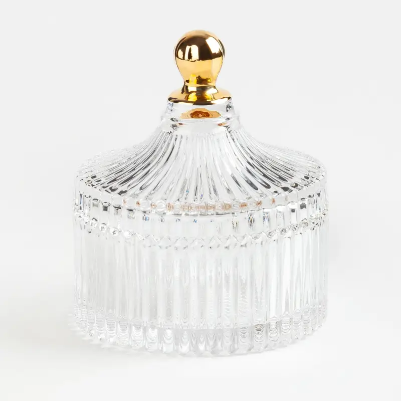 Storage container, 11x12 cm, 210 ml, glass R, with gold handle, Selene ,image-0