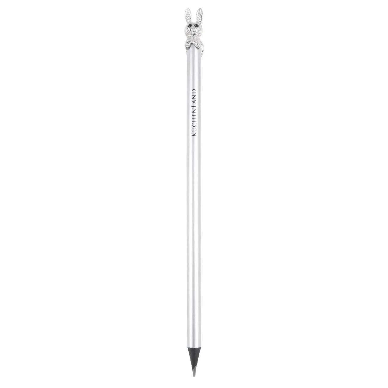 Pencil, 18 cm, black-graphite, with figure, silver, Hare, Draw, image-0