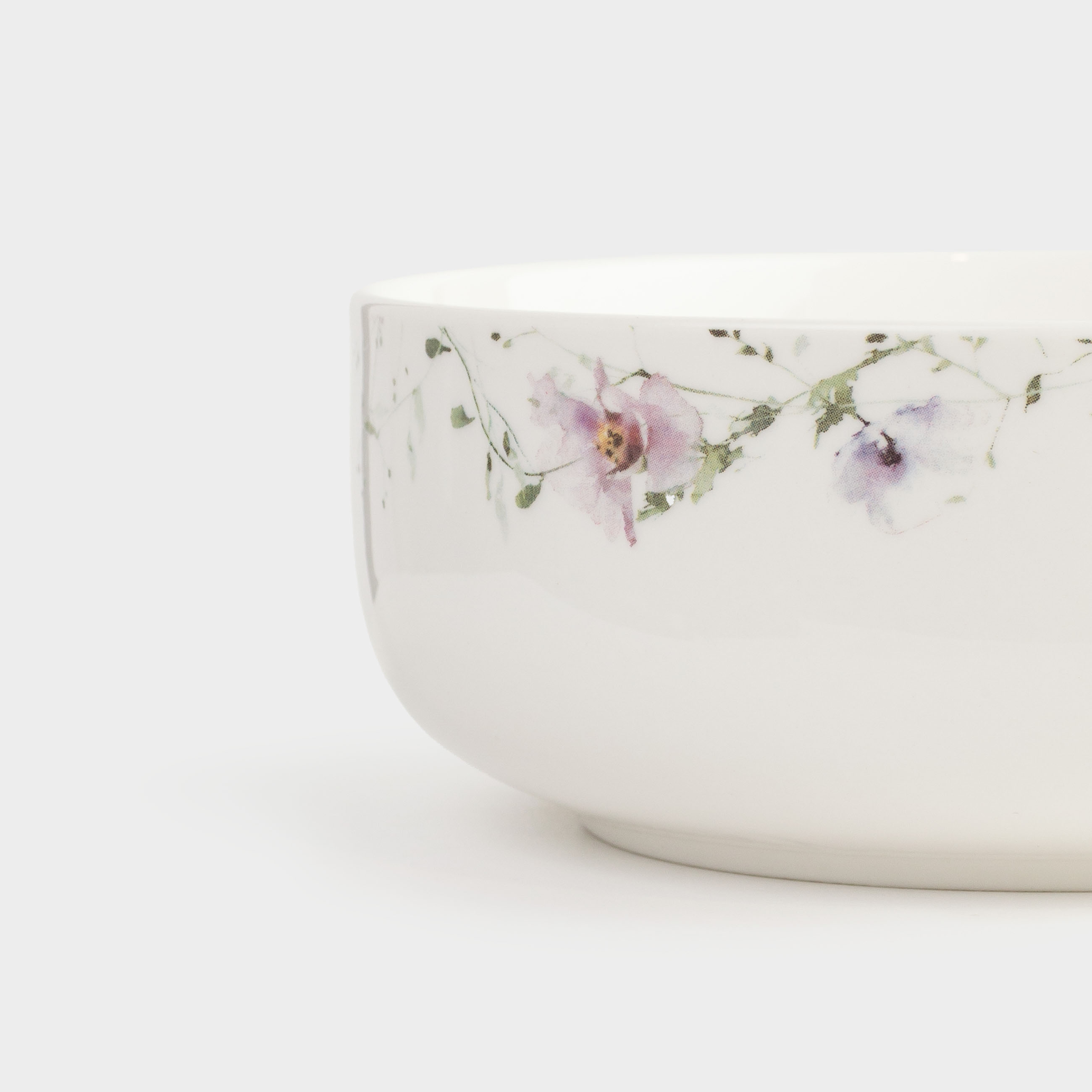 Salad bowl, 16x6 cm, 700 ml, porcelain N, white, Lilac flowers, Floret