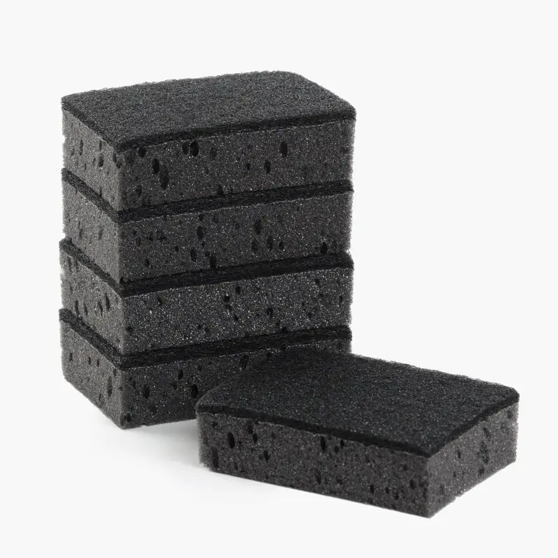 Dishwashing sponge, 10x7 cm, 5 pcs, foam/abrasive, rectangular, black, Black clean ,image-0