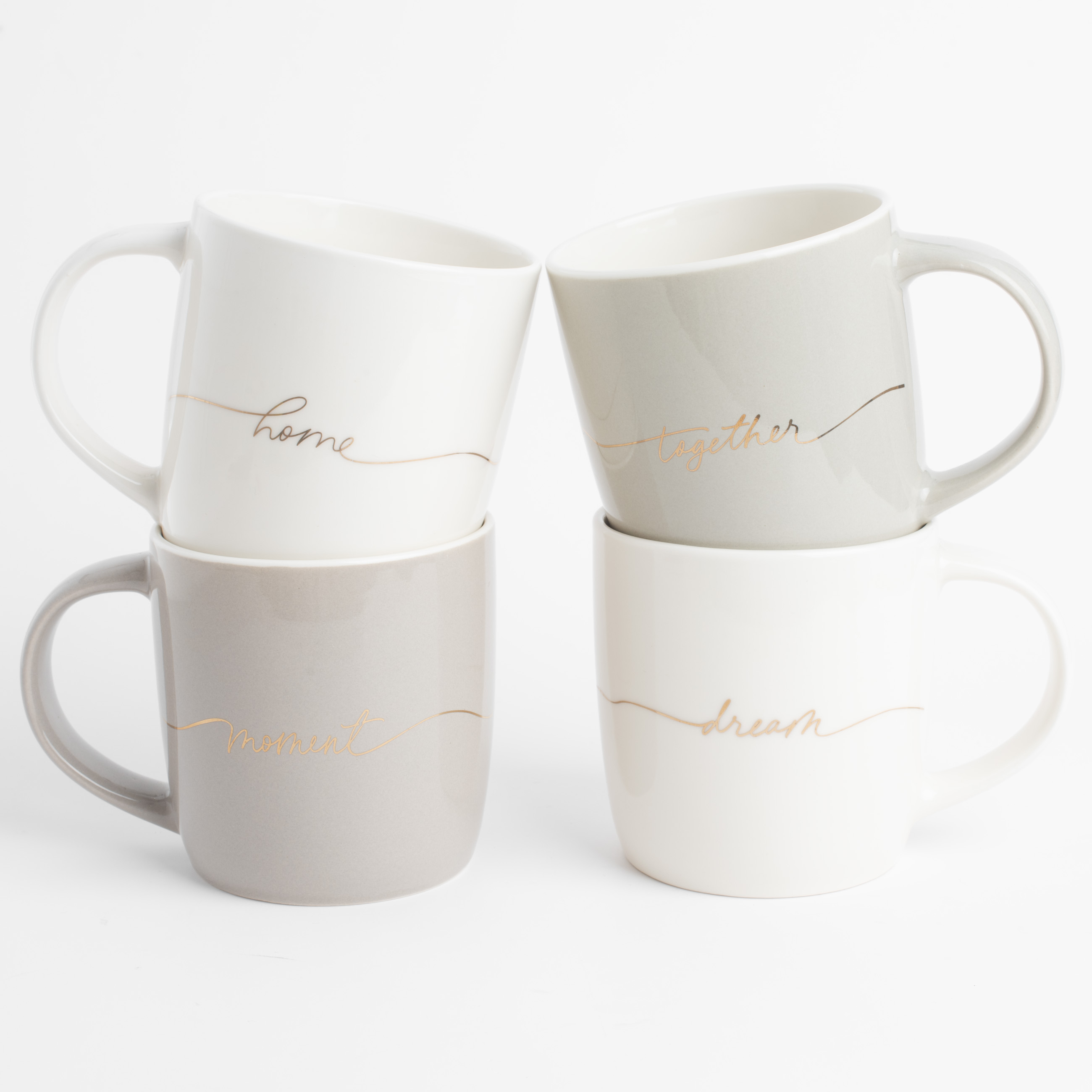 Mug, 330 ml, 4 pcs, porcelain N, beige/gray, Mix, Scroll, image-0