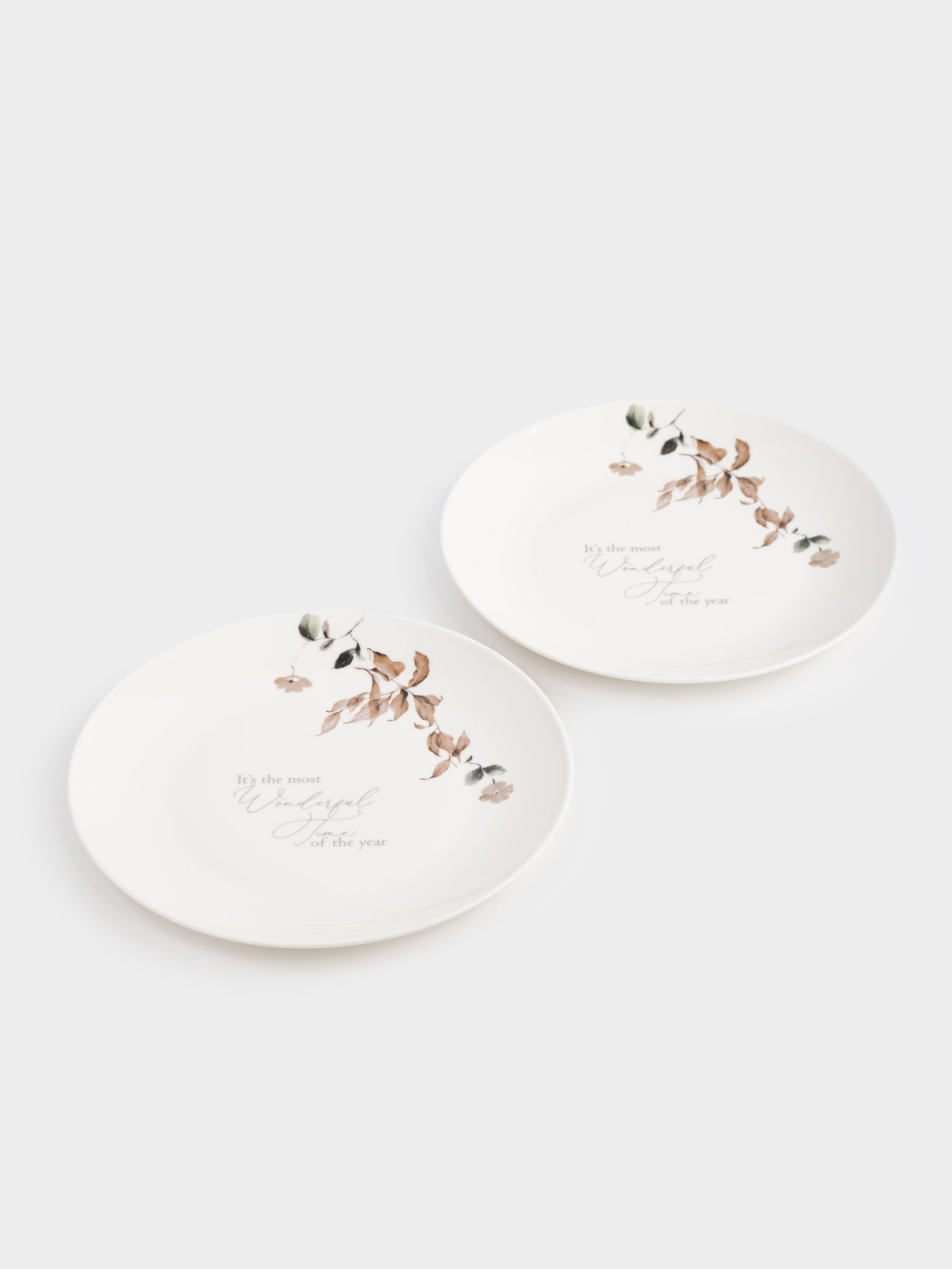 Snack plate, 20 cm, 2 pcs, porcelain N, Autumn flowers, Refined floral, image-1