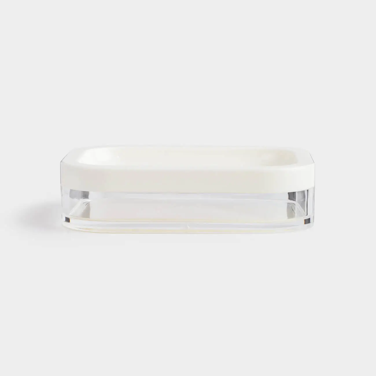 Soap dish, 12x9 cm, plastic / acrylic, rectangular, milky, Eleos, image-0