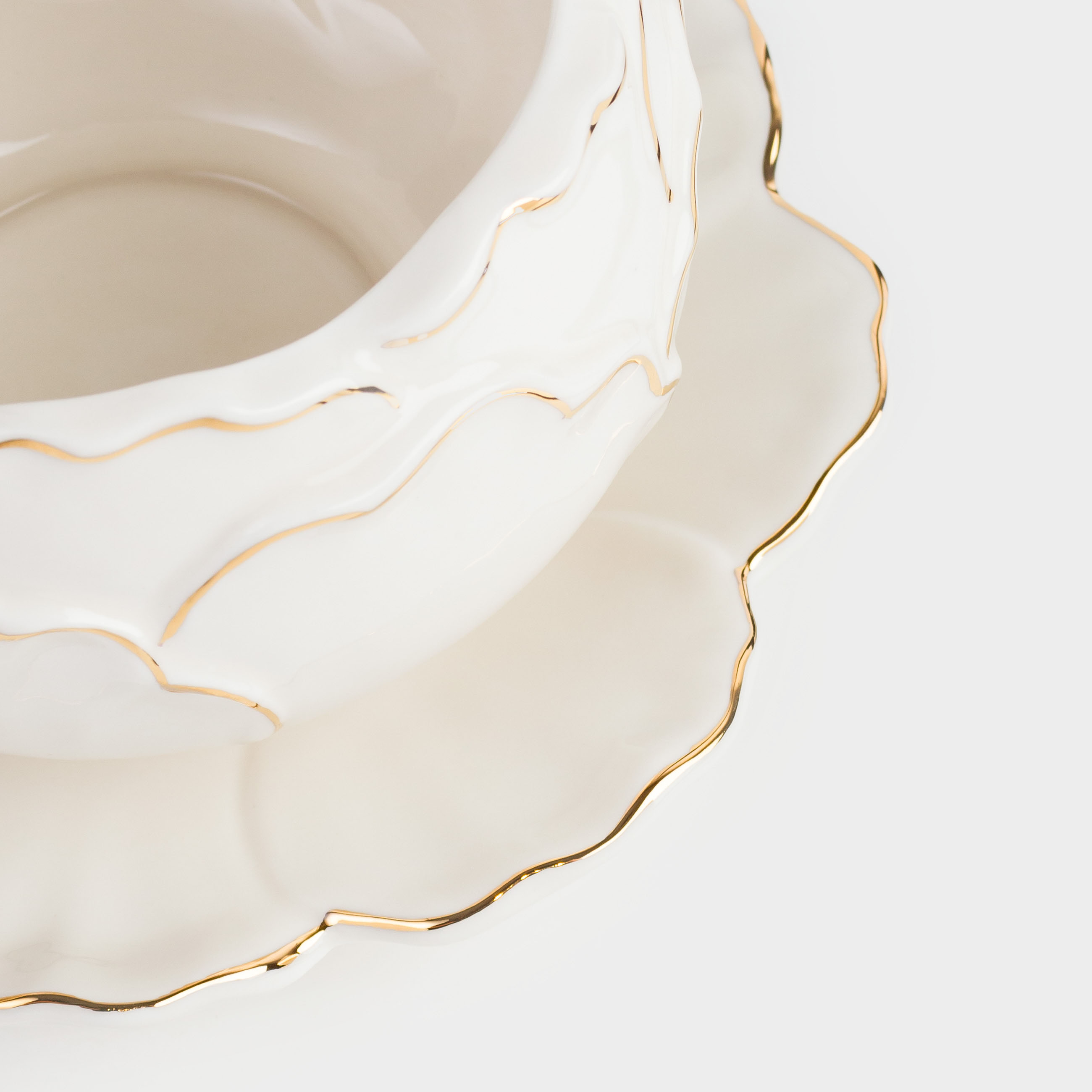 Breakfast tea pair, 1 person, 2 items, 450 ml, porcelain P, milky golden, Peony, Bloome, image-2